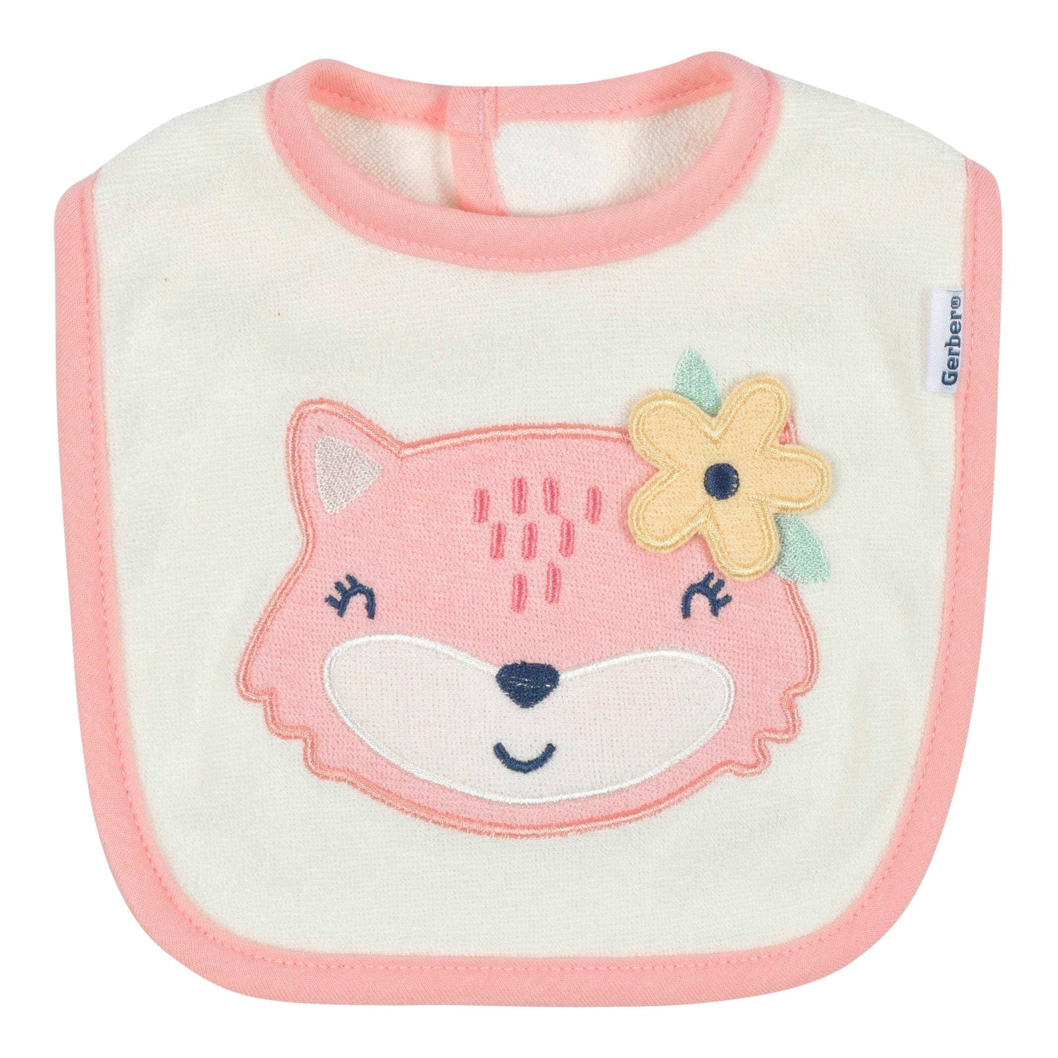 4-Pack Baby Girls Fox Dribbler Bibs