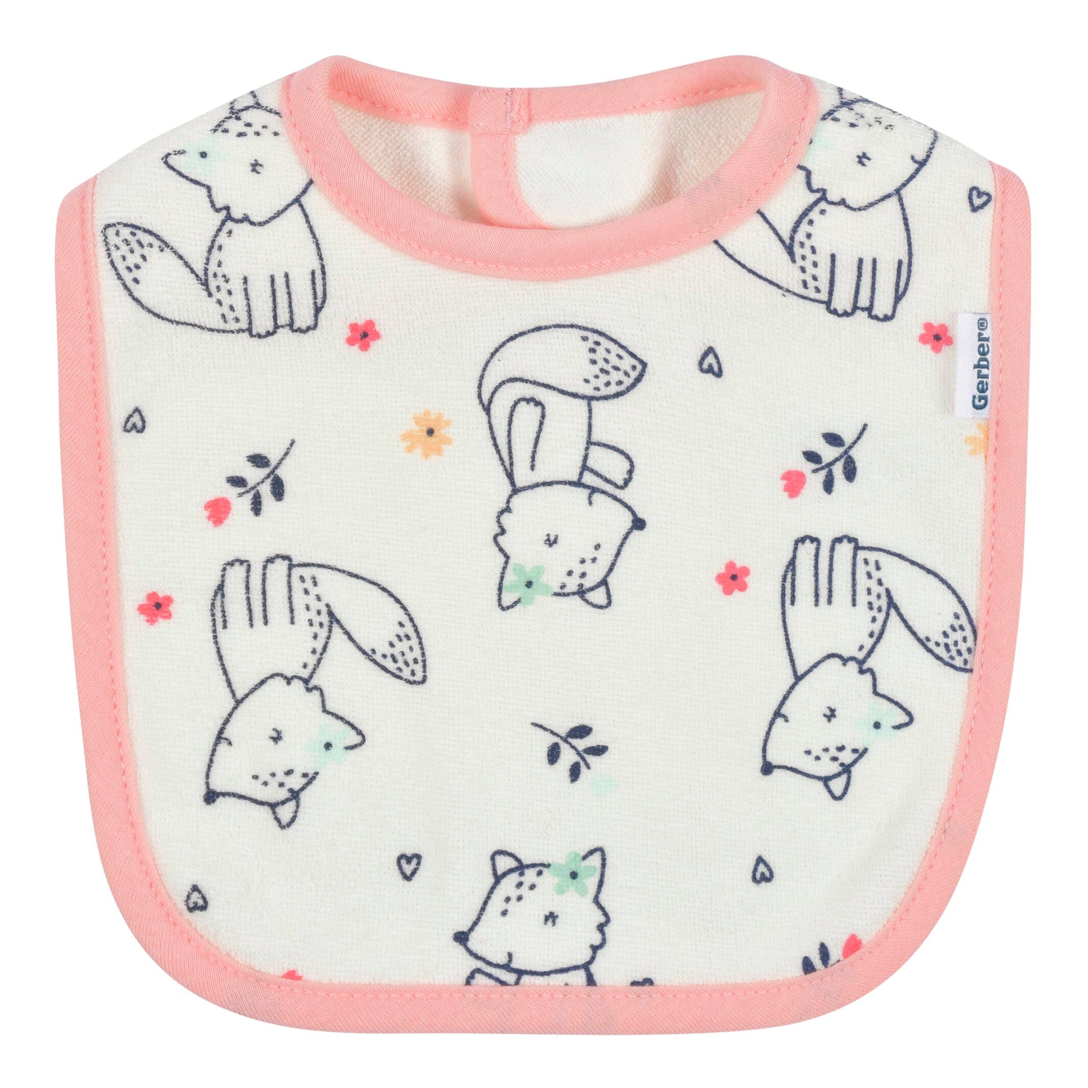 4-Pack Baby Girls Fox Dribbler Bibs