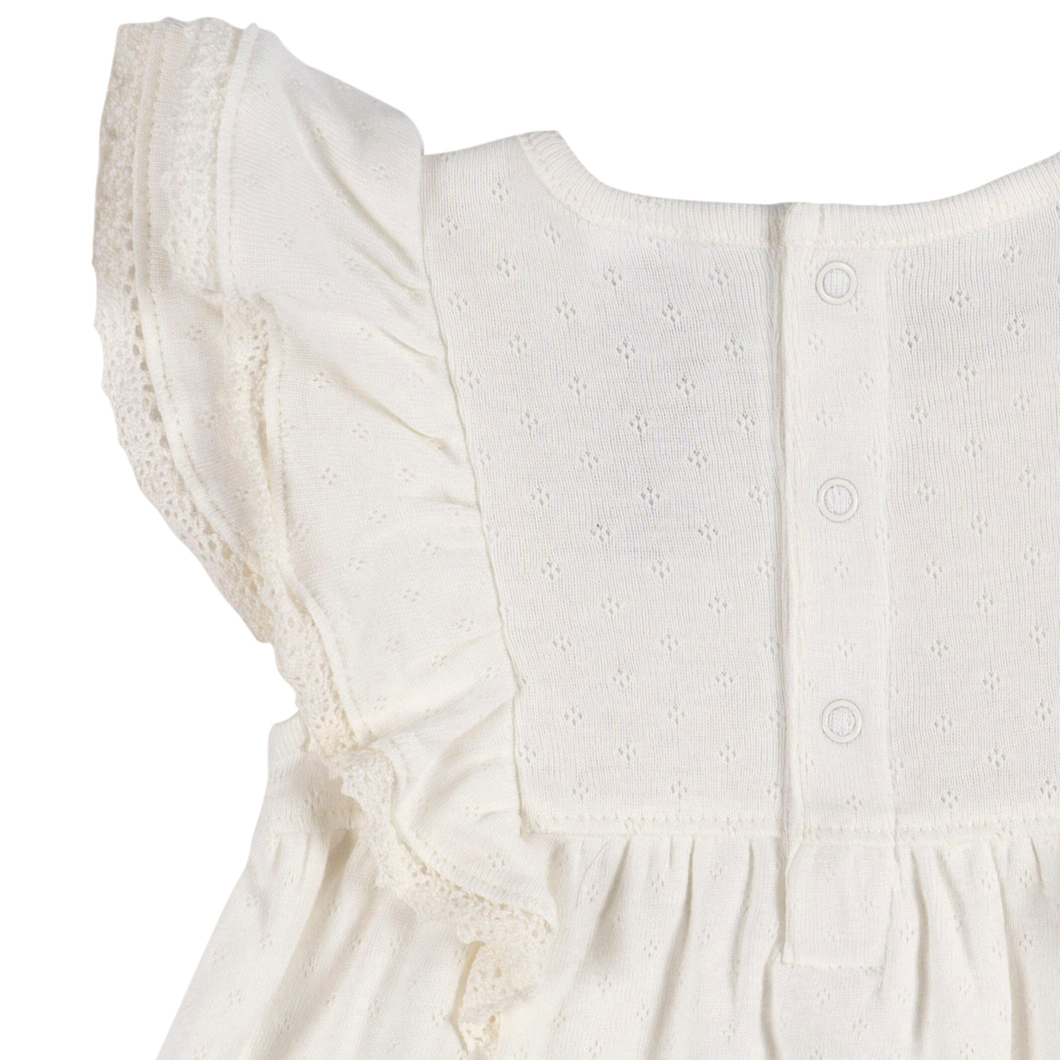 2-Piece Baby Girls Ivory Dress & Diaper Cover Set