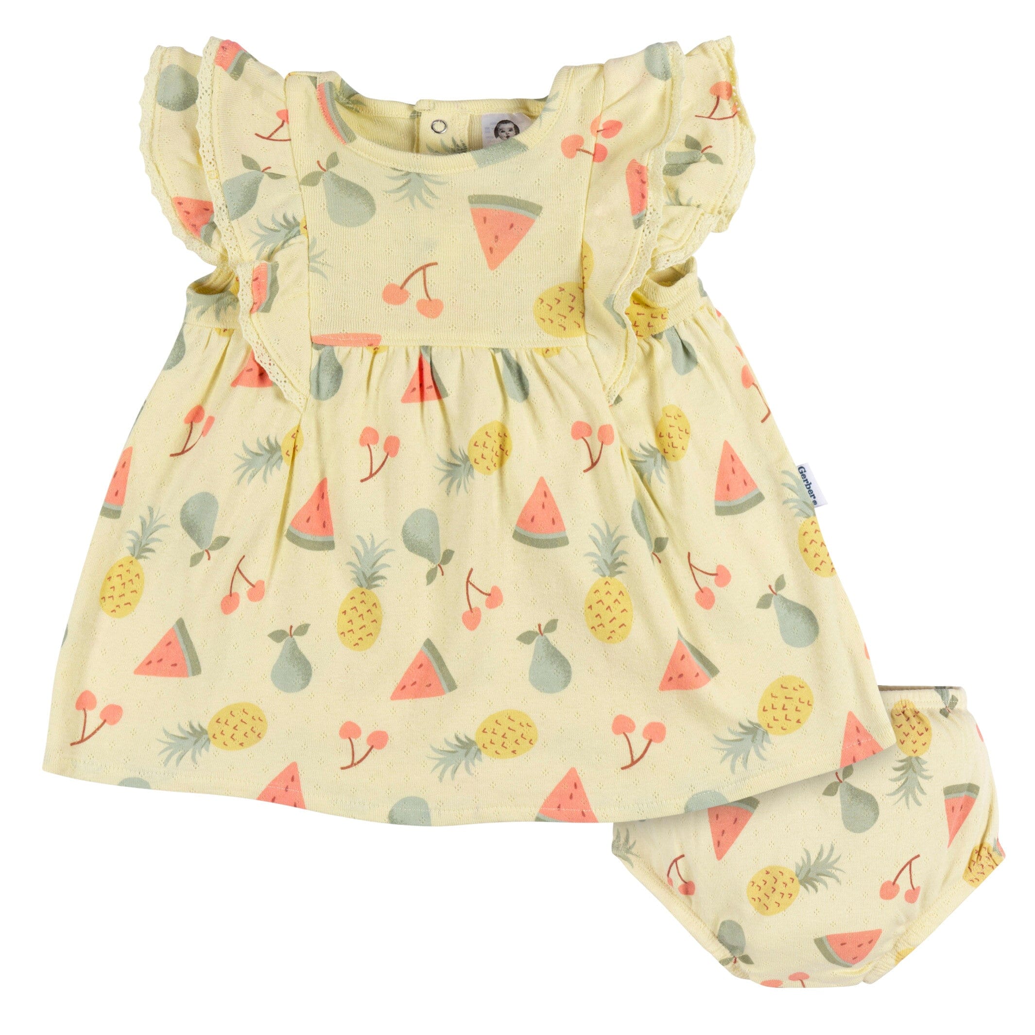 2-Piece Baby Girls Fruit Dress & Diaper Cover Set