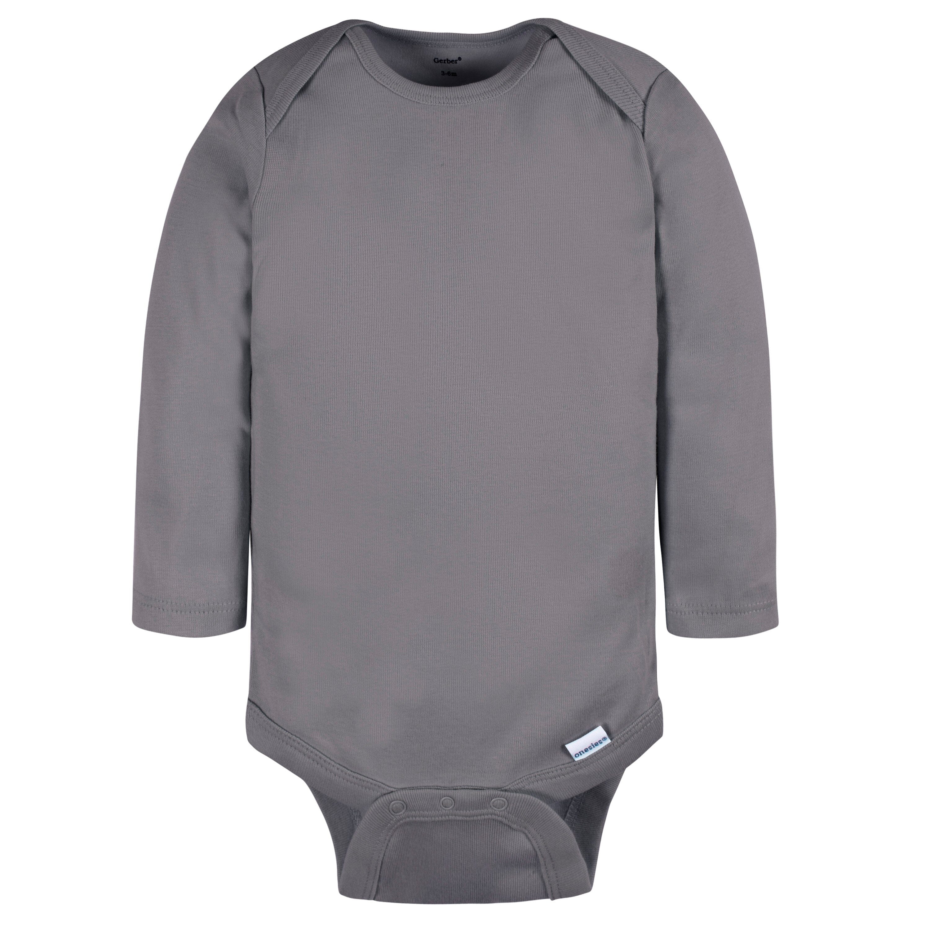 4-Pack Baby Neutral Grey Long Sleeve Onesies Bodysuits