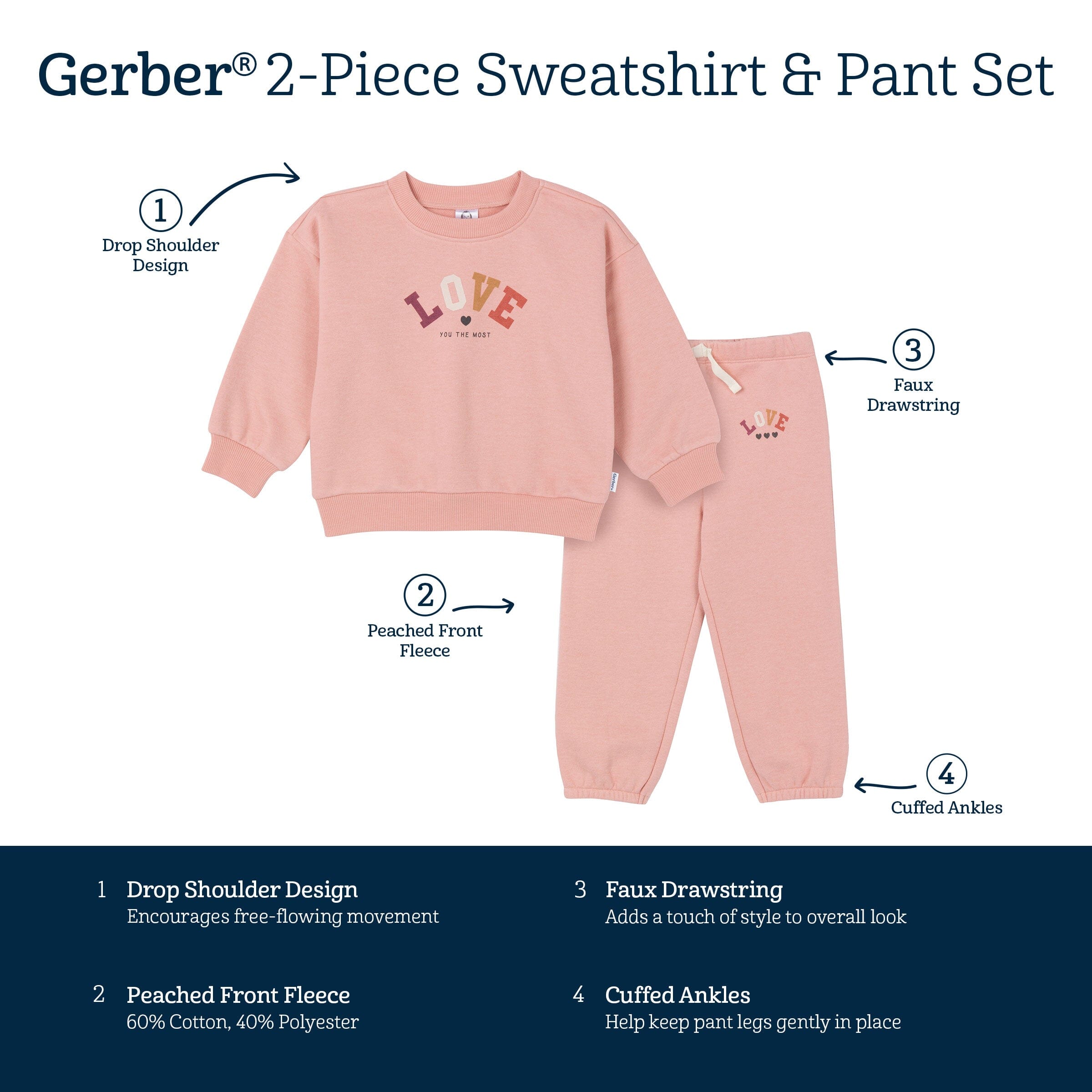 2-Piece Baby & Toddler Girls LOVE Sweatshirt & Pant Set