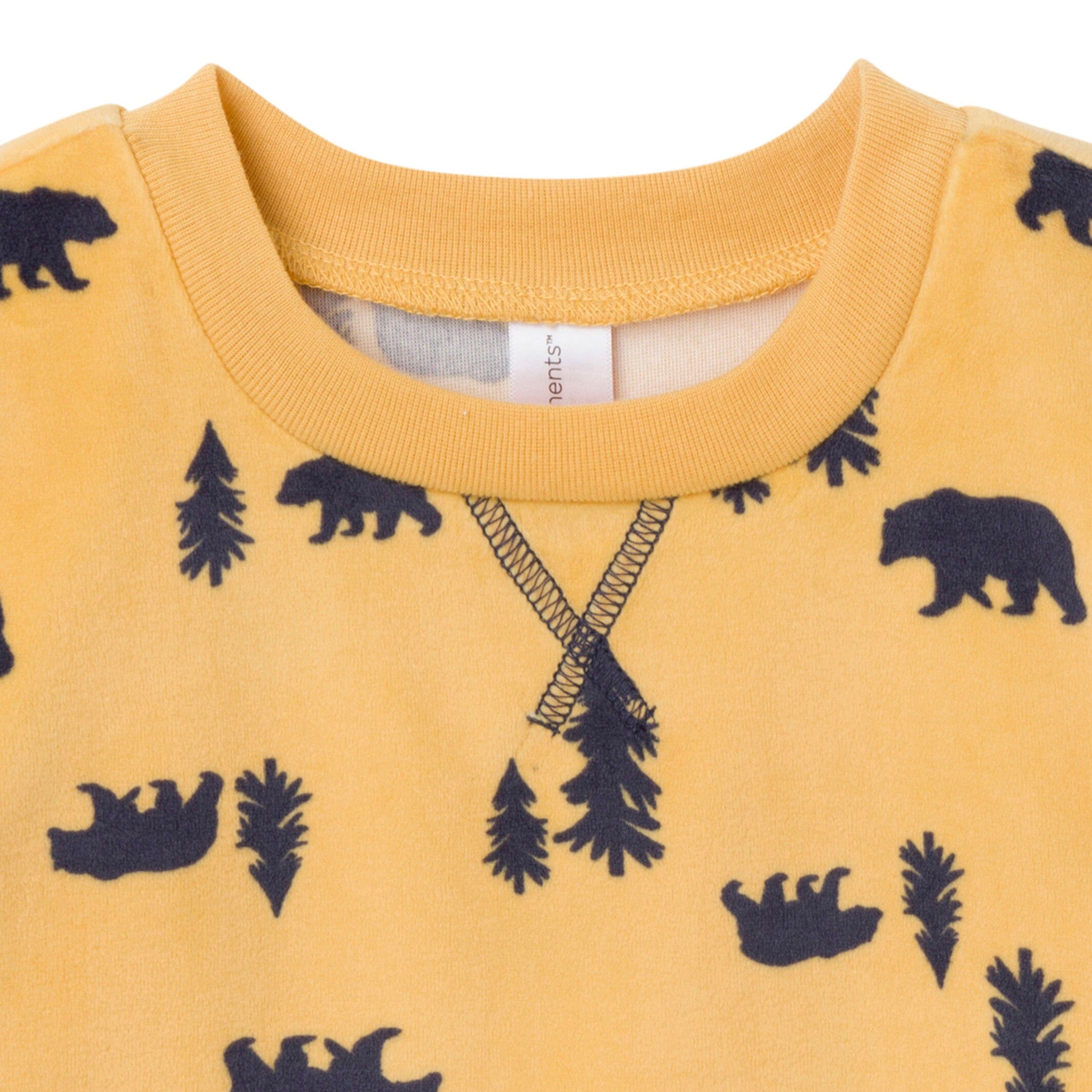 2-Piece Infant & Toddler Boys Yellow Forest Fleece Pajama Set