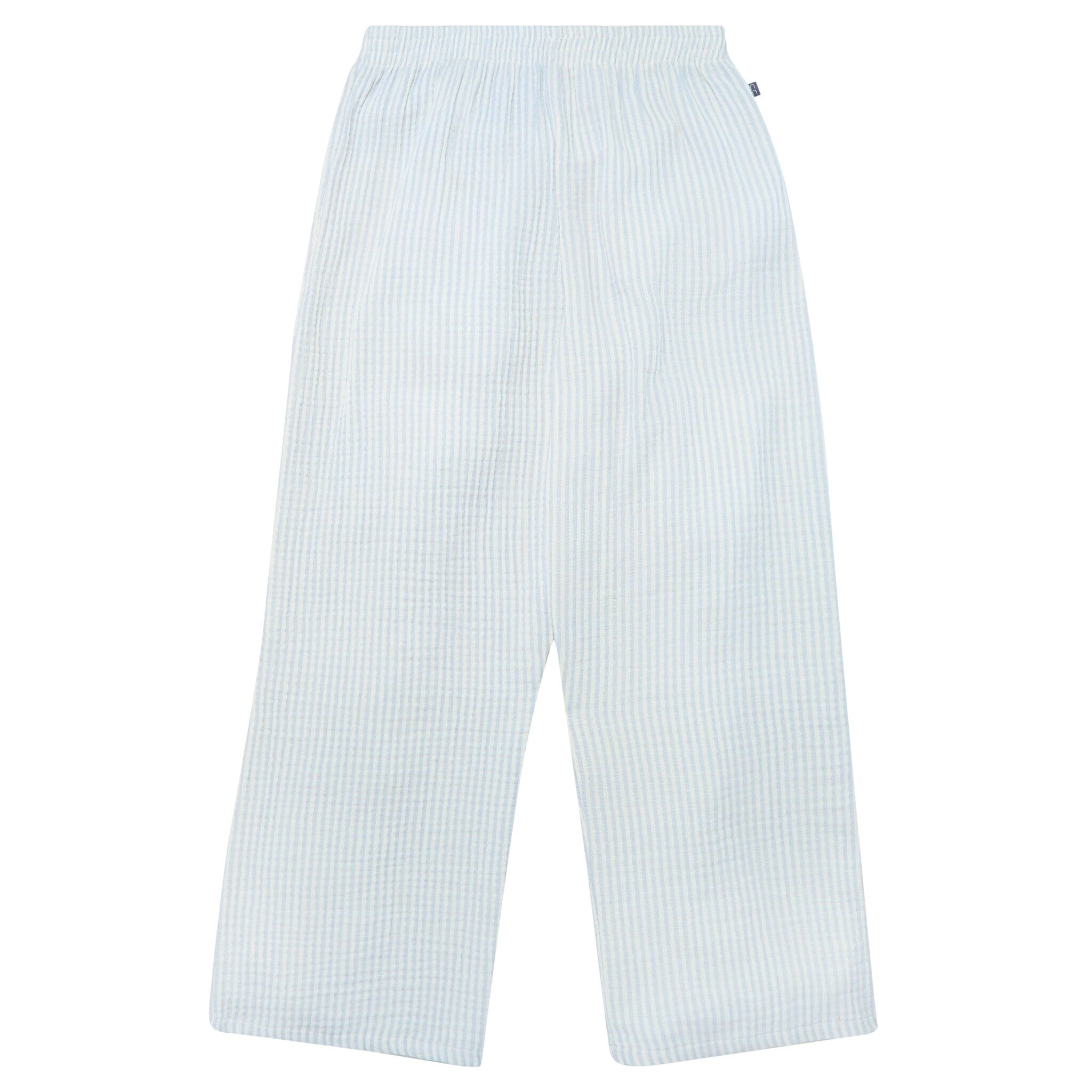 2-Piece Womens Light Blue Stripe Cropped Pants Set