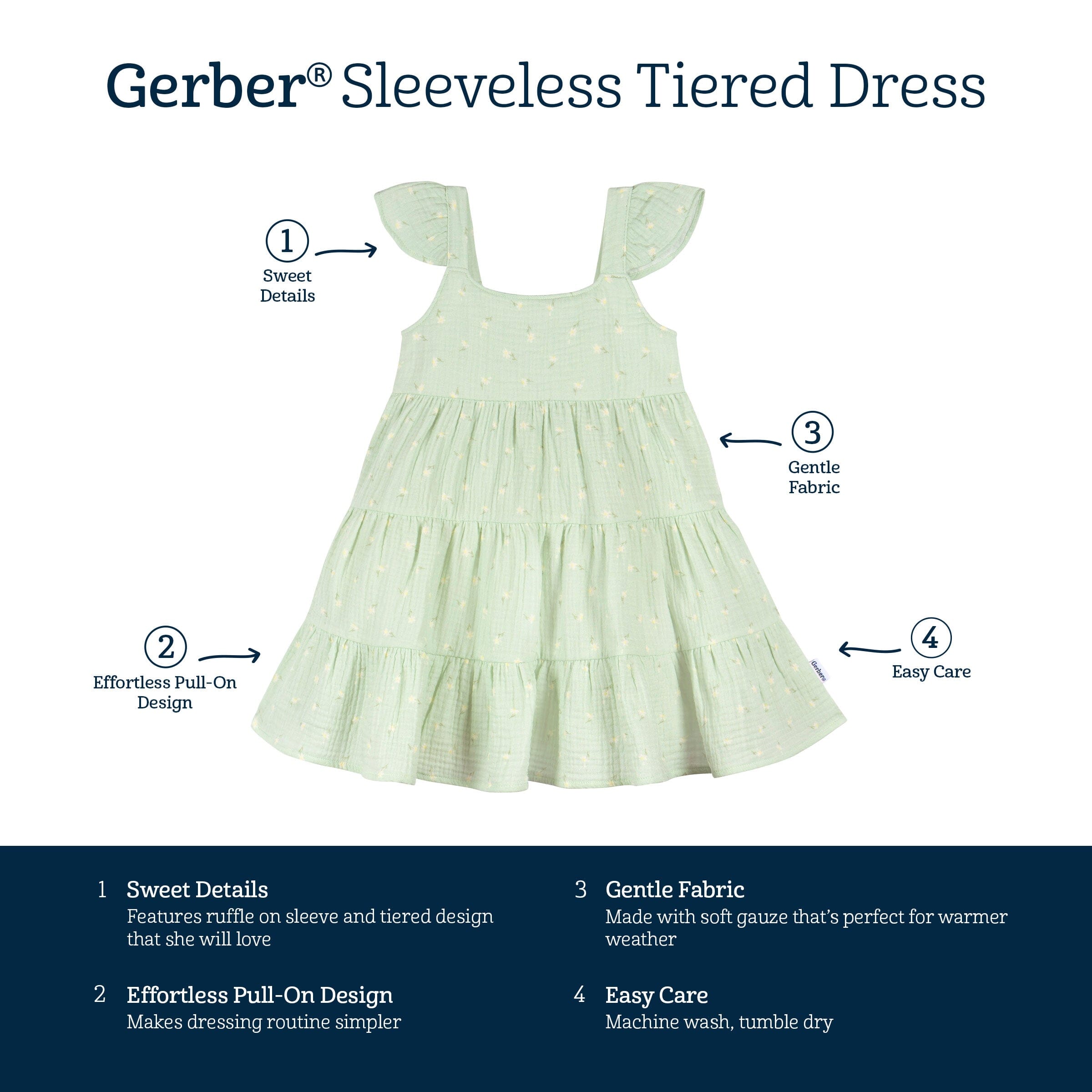 Toddler Girls Pick-A-Daisy Tiered Cotton Gauze Dress