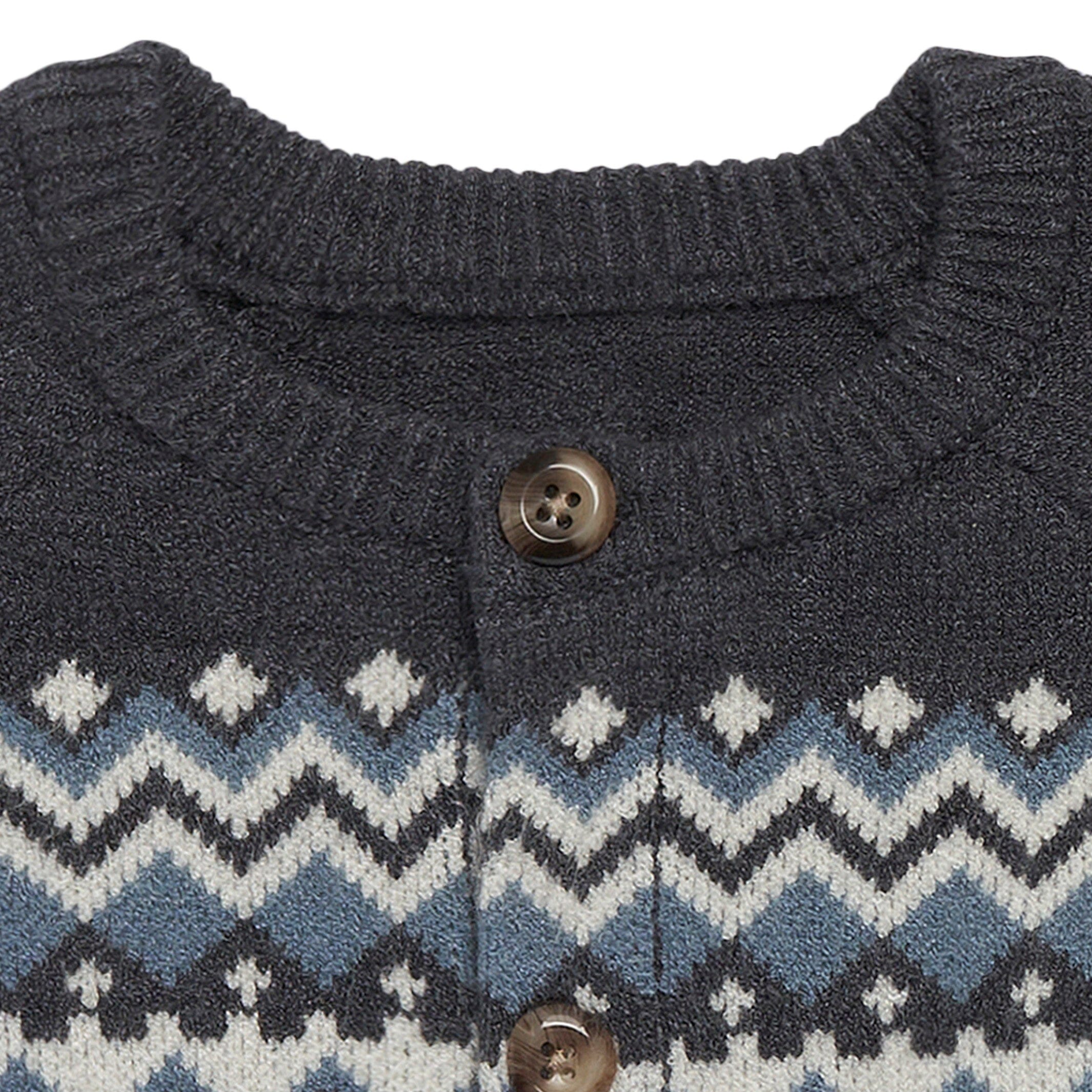 Baby Boys Dark Grey Heather Fair Isle Sweater