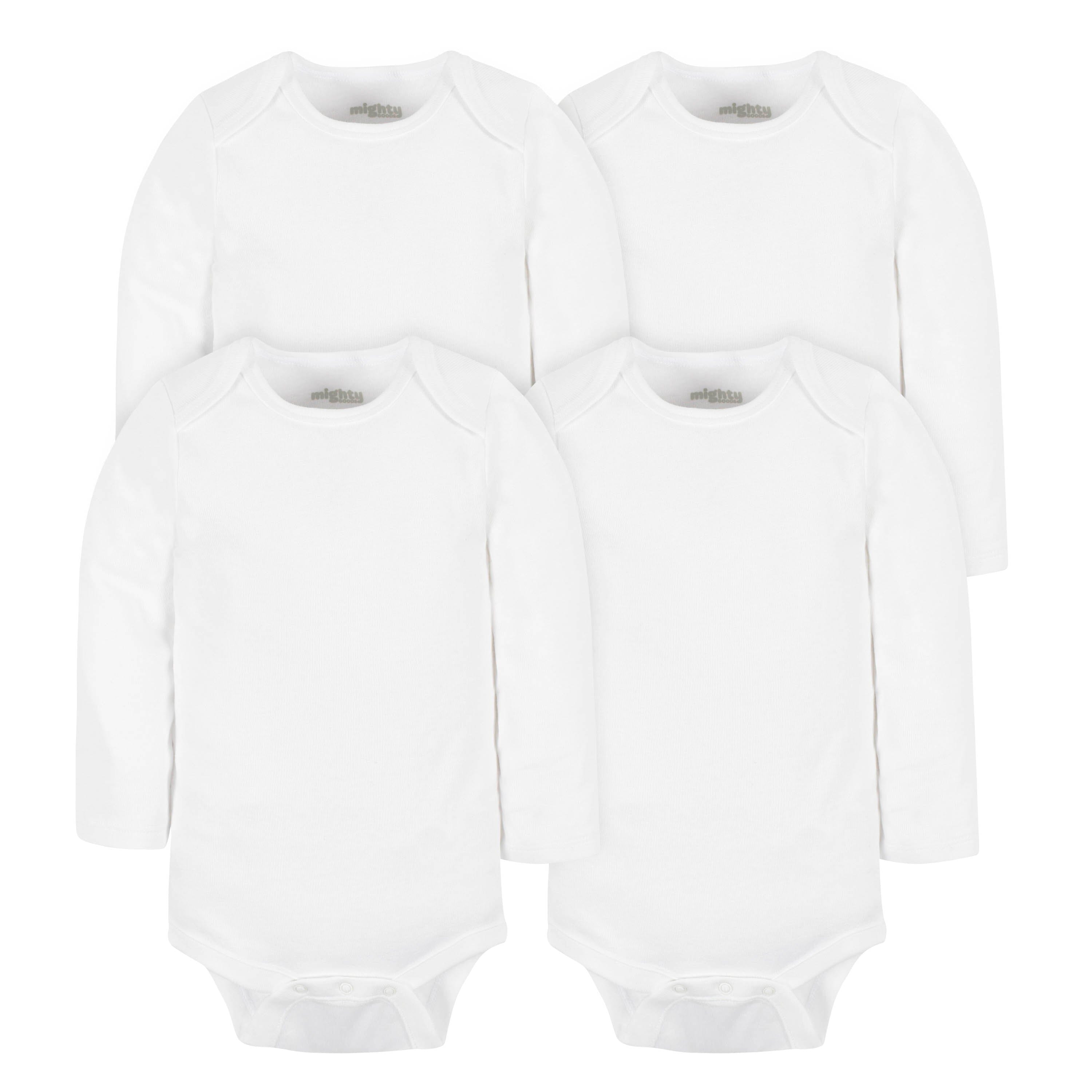 4-Pack Baby Neutral White Long Sleeve Bodysuits