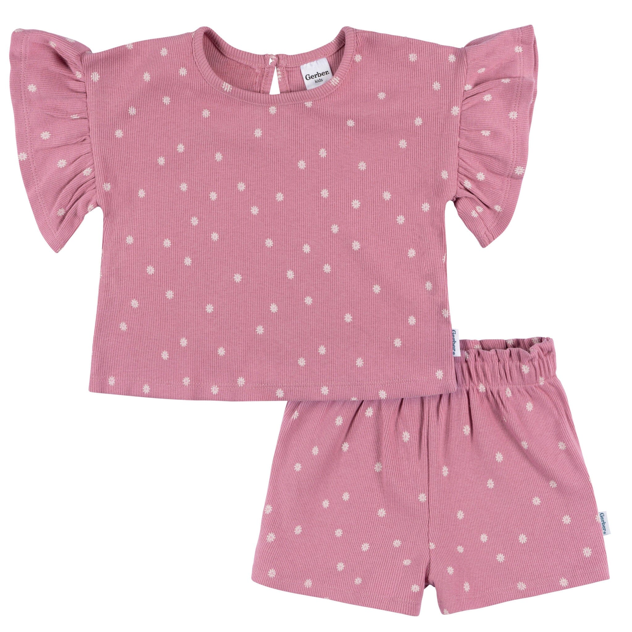 2-Piece Infant & Toddler Girls Pink Flower Shirt and Shorts Set