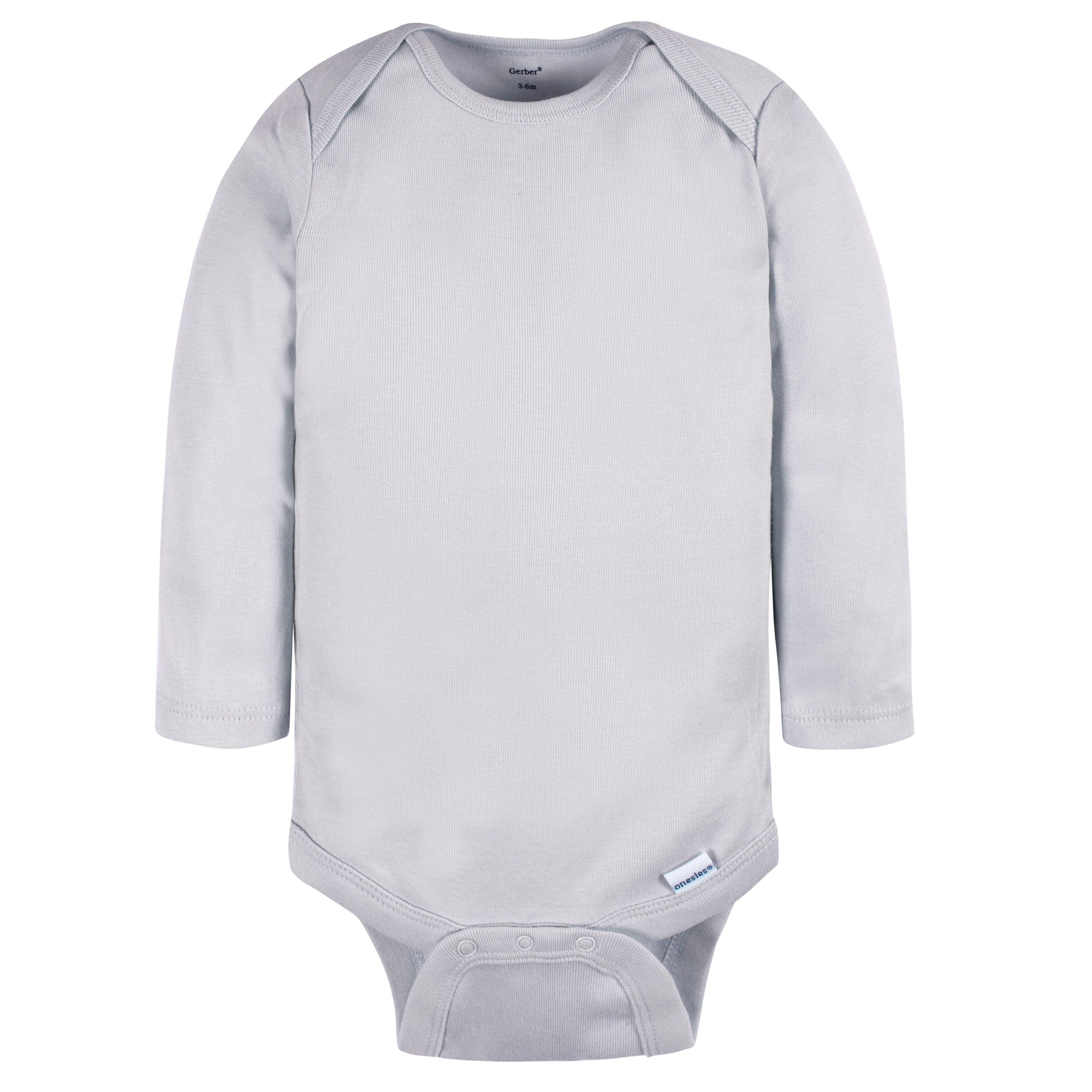 4-Pack Baby Neutral Grey Long Sleeve Onesies Bodysuits