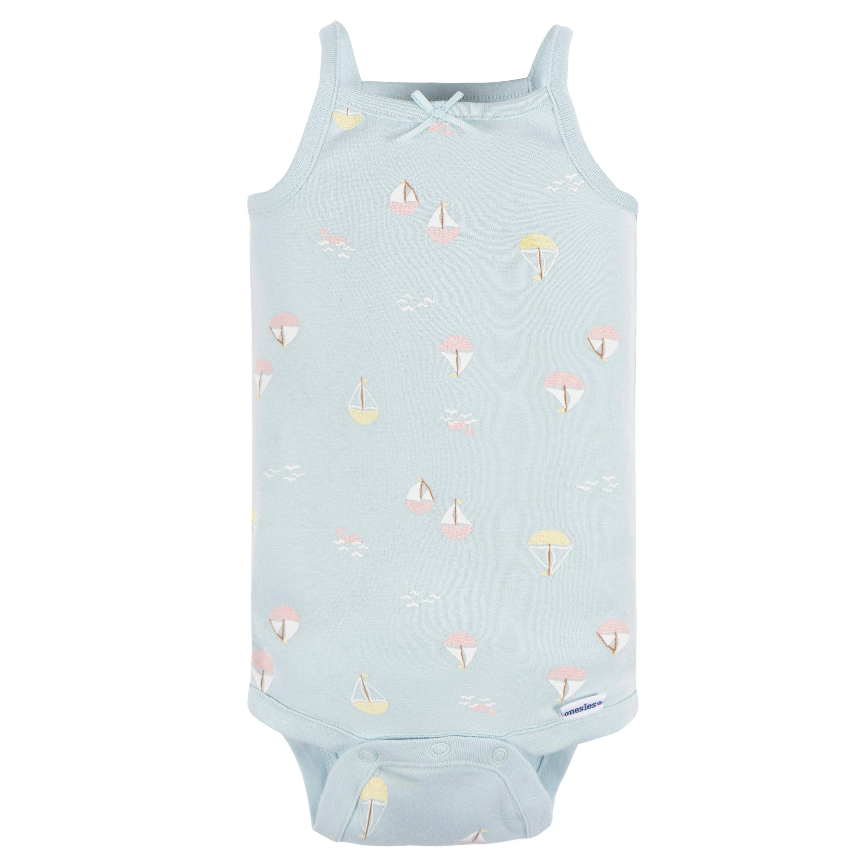 4-Pack Baby Girls Seaside Sleeveless Onesies Bodysuits