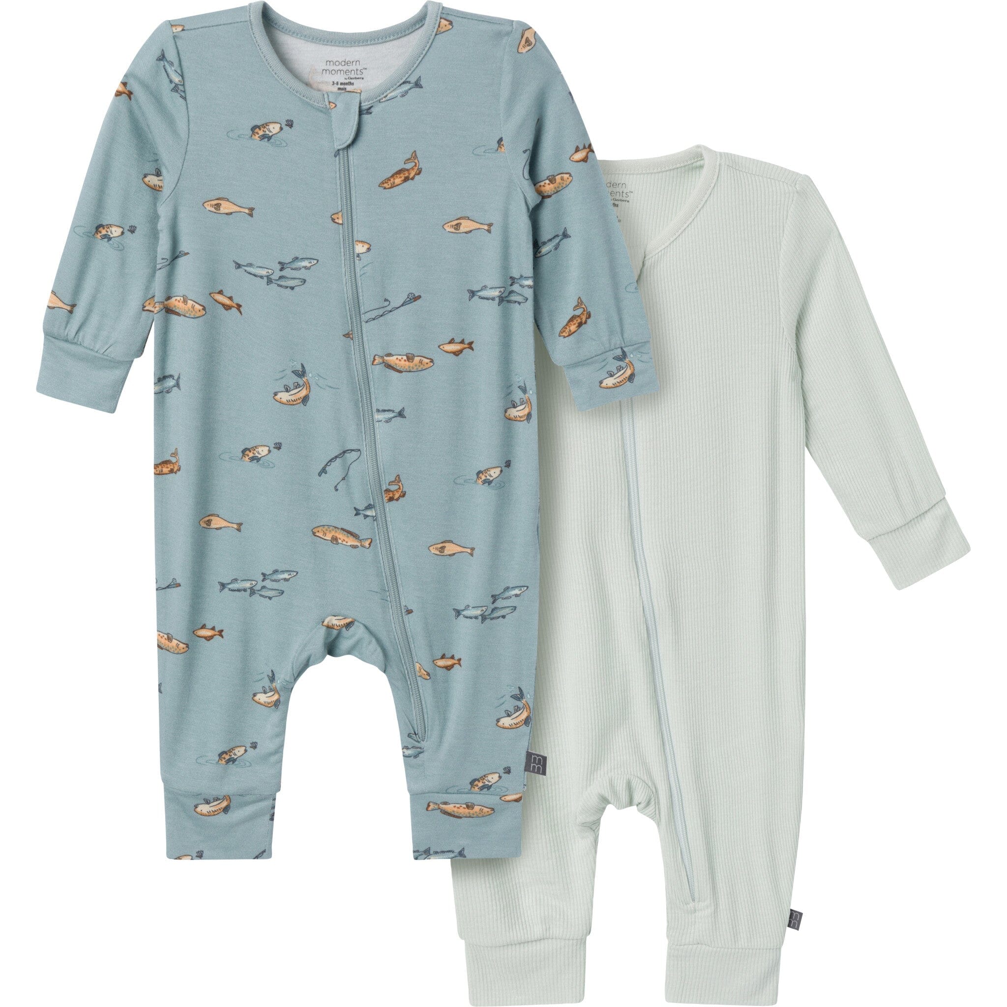 2-Pack Baby Boys Teal Fishing Footless Pajamas