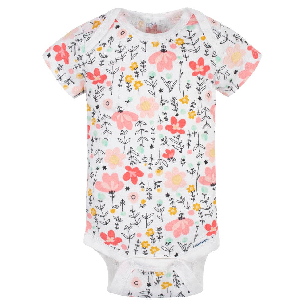 5-Pack Baby Girls Garden Floral Short Sleeve Onesies Bodysuits