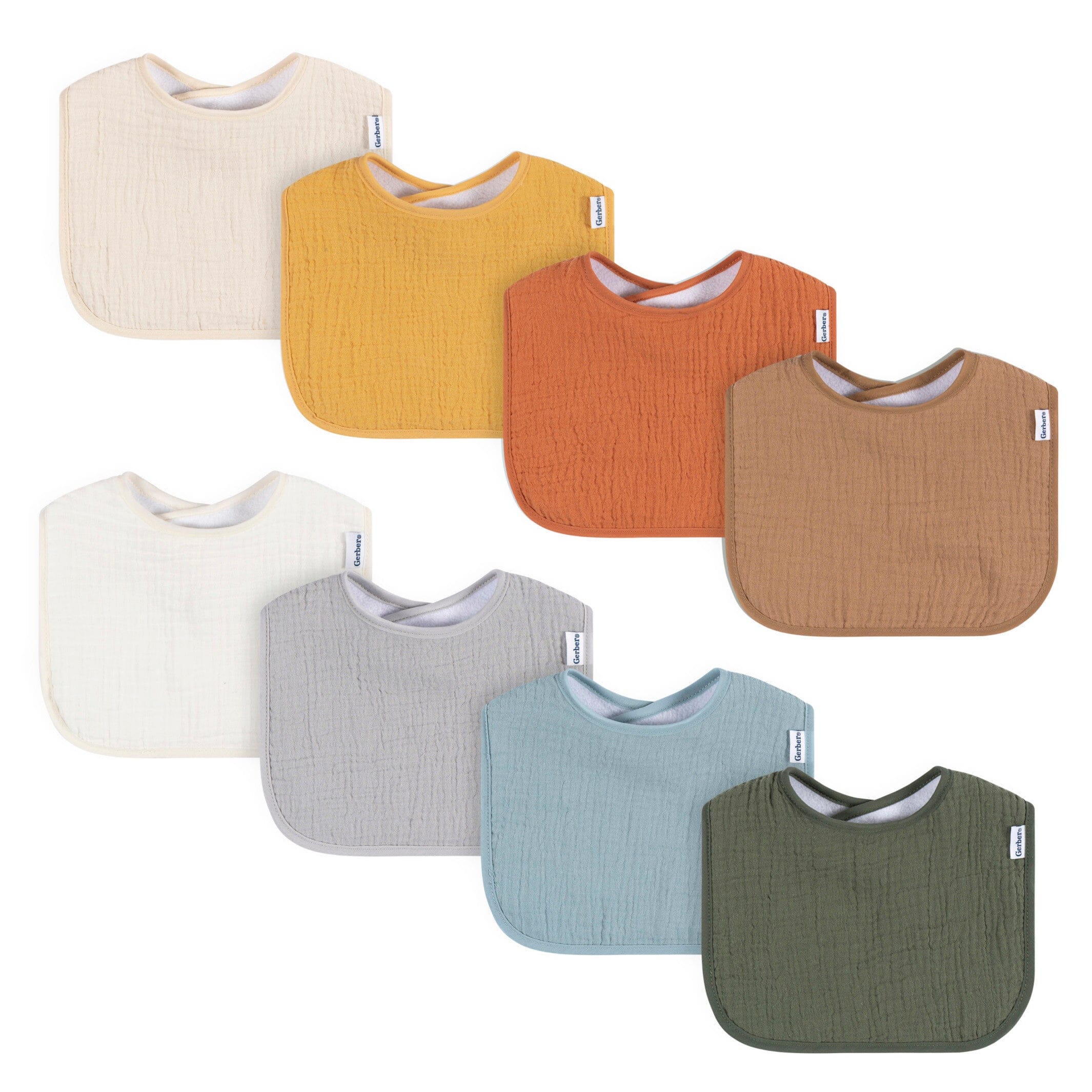 8-Pack Baby Neutral Warm Shades Muslin Drooling Bibs