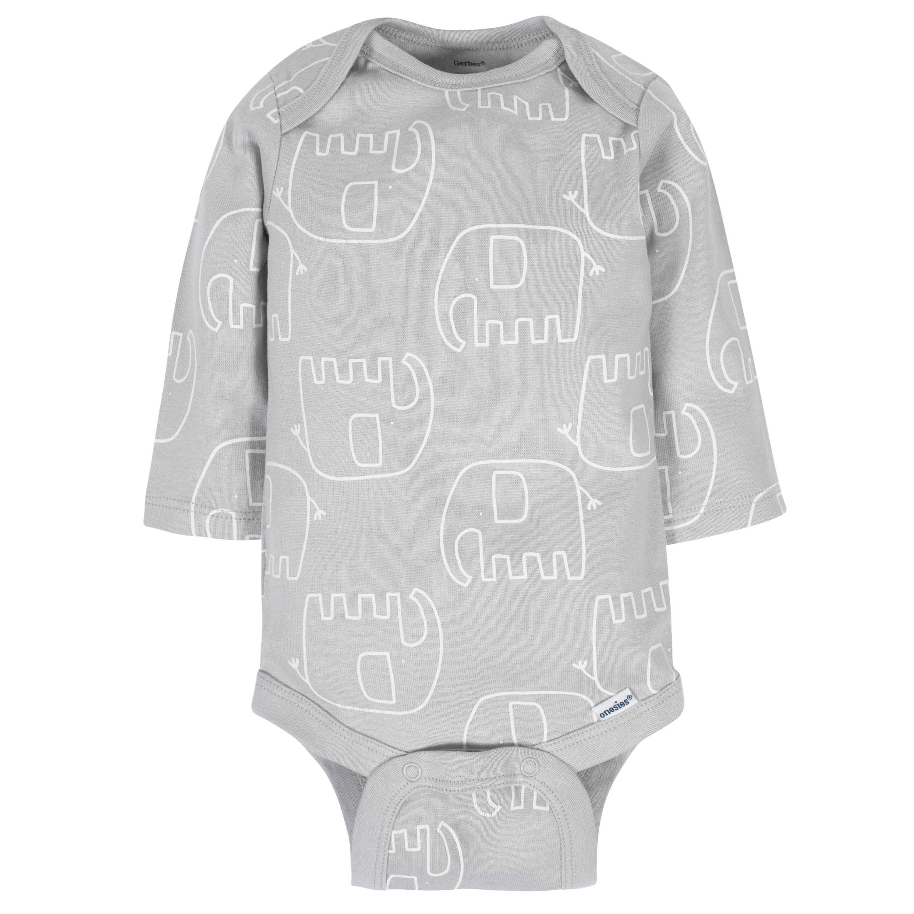 6-Pack Baby Neutral Animals Long Sleeve Onesies Bodysuits