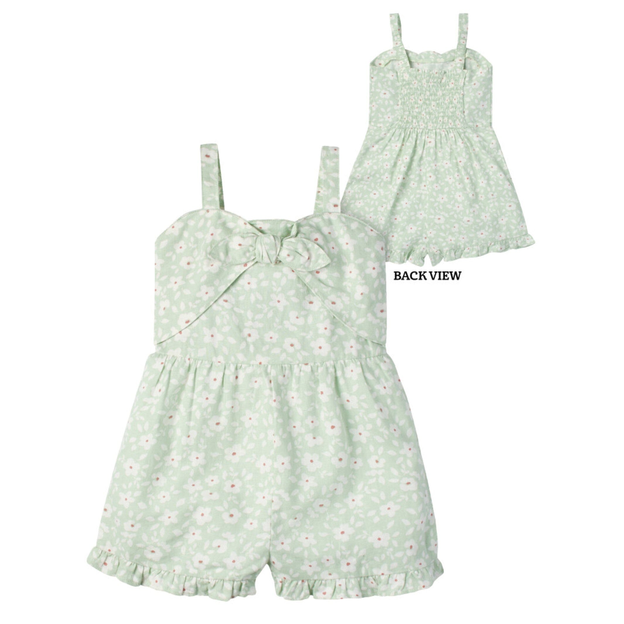 Infant and Toddler Girls Mint Floral Romper