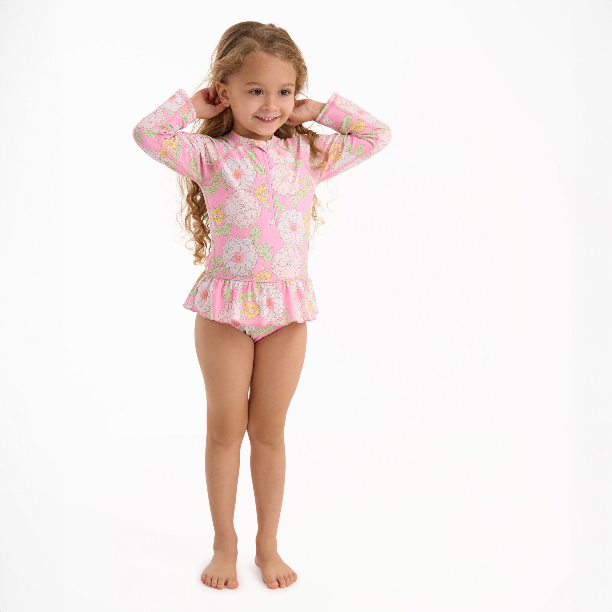 Toddler Girls UPF 50+ Peonies Rash Guard