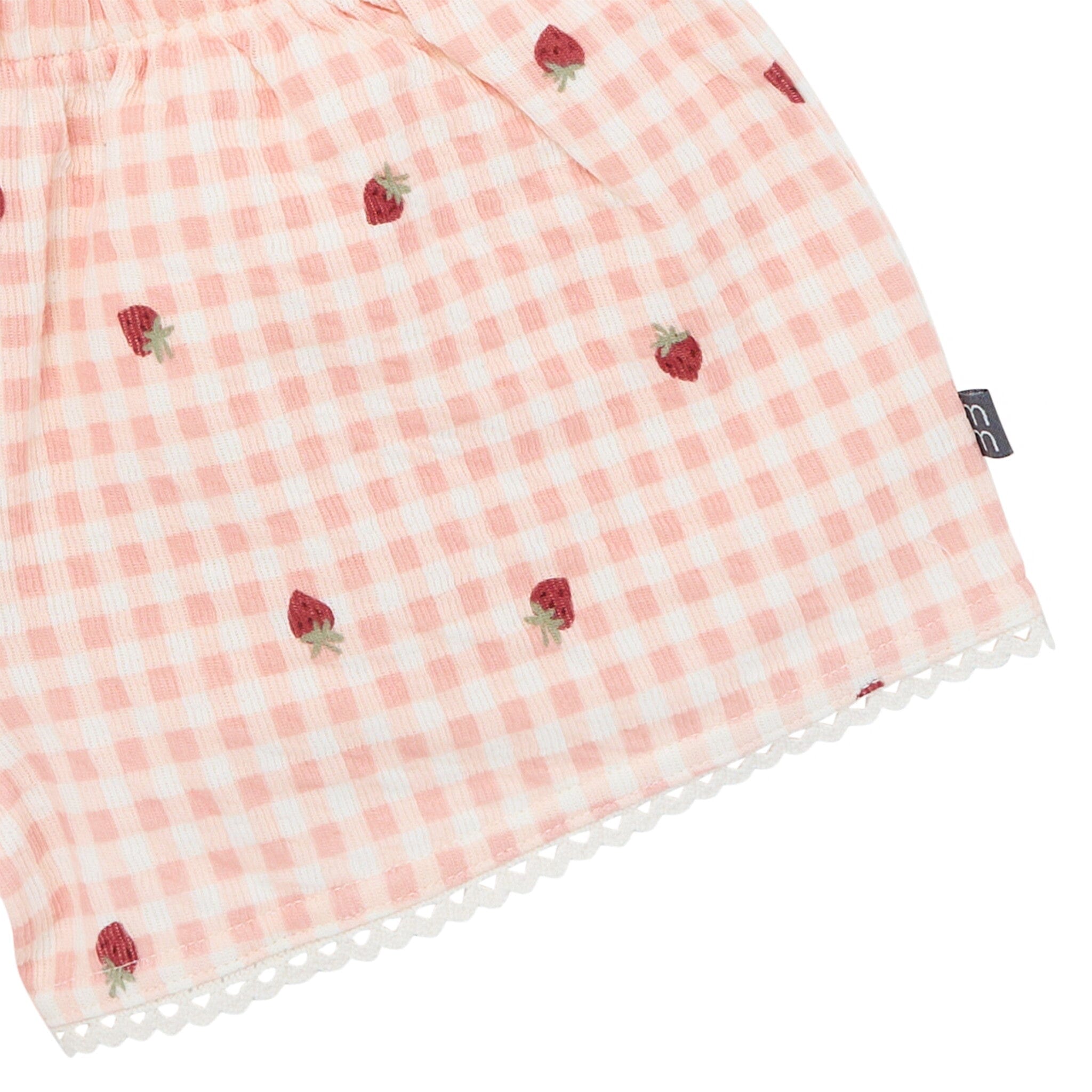 2-Piece Infant & Toddler Girls Rose Strawberry Gingham Top and Shorts Set