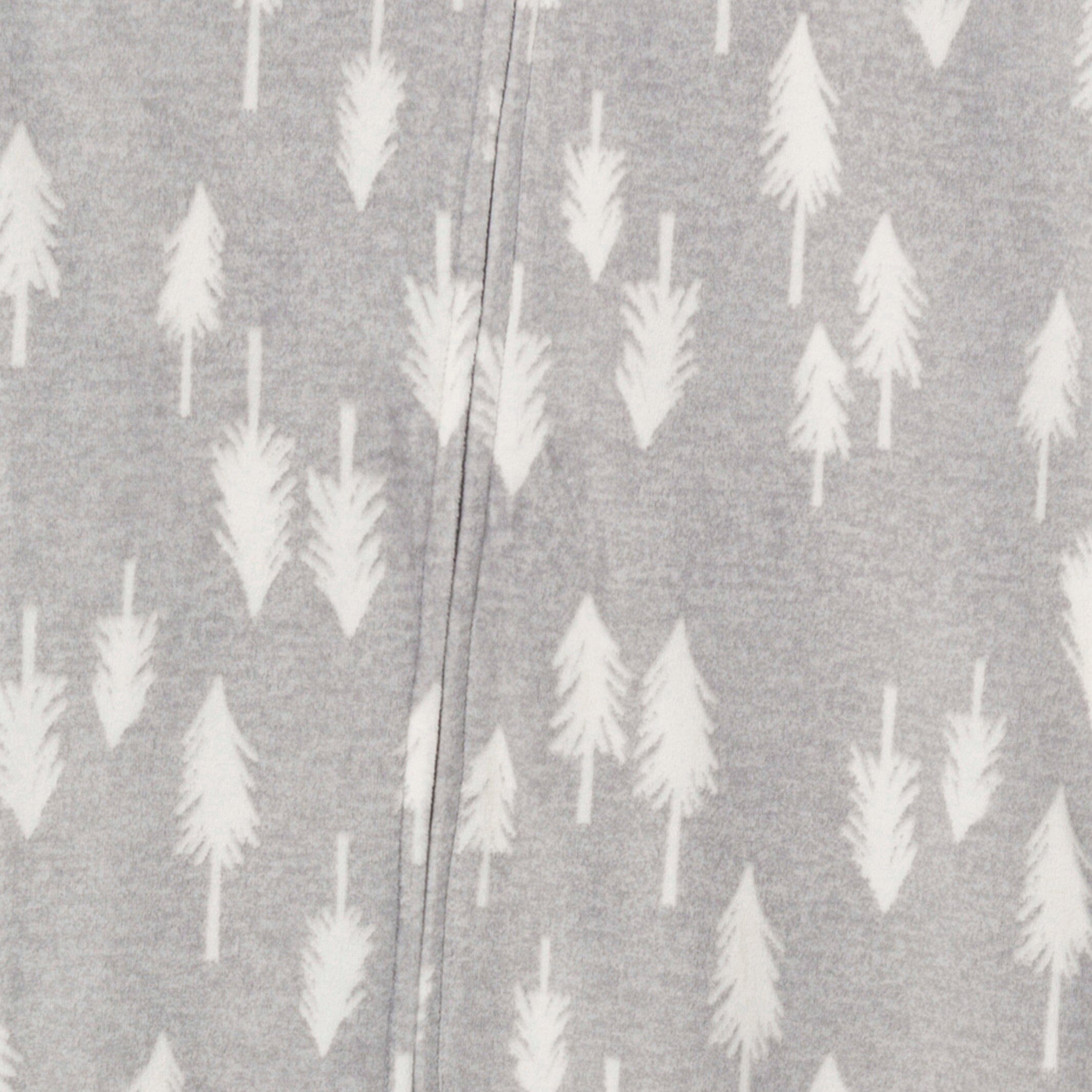 Infant and Toddler Neutral Grey Heather Trees Footed Fleece Pajamas