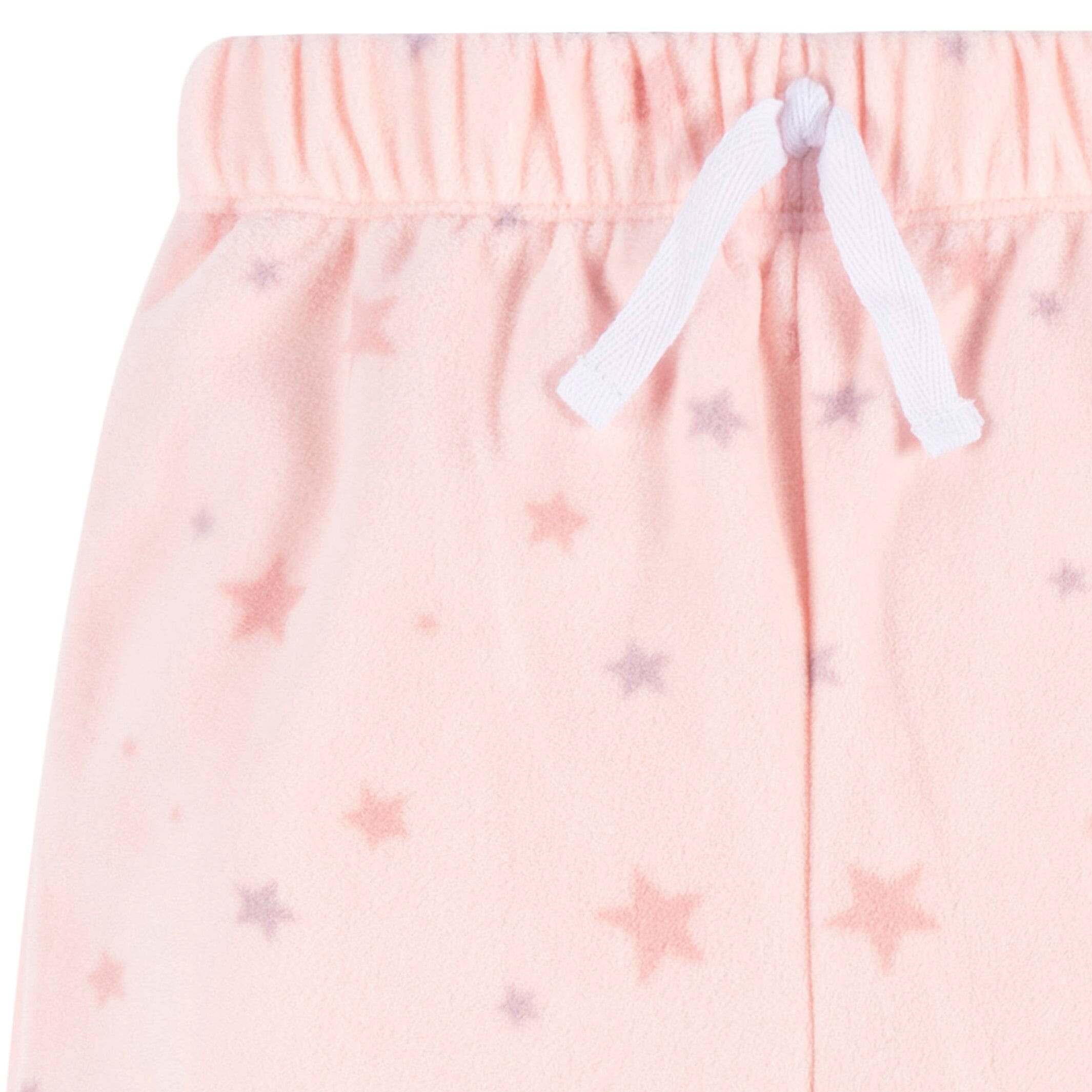 2-Piece Infant & Toddler Girls Pink Stars Fleece Pajamas