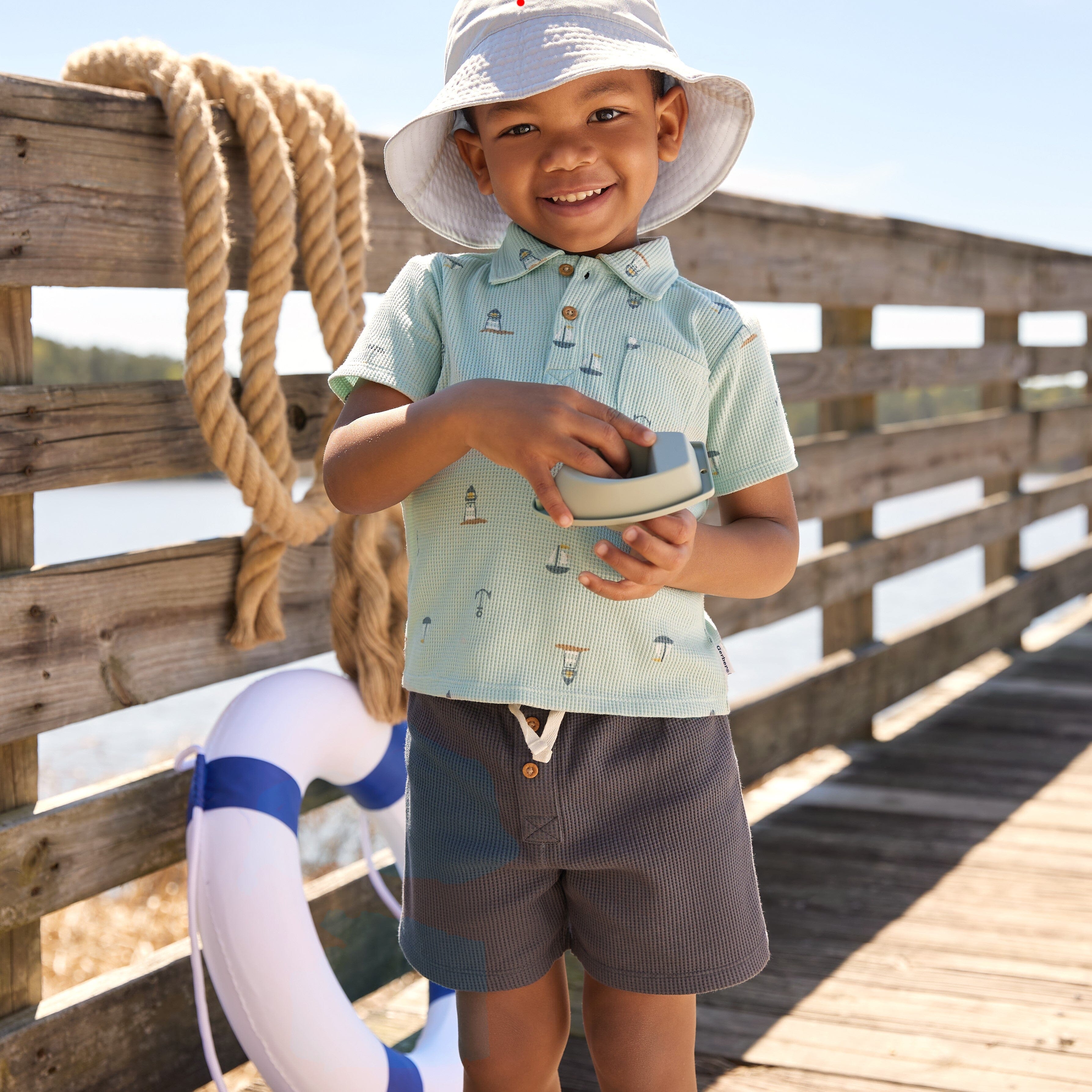 2-Piece Toddler Boys Sea Scene Shirt & Shorts Set