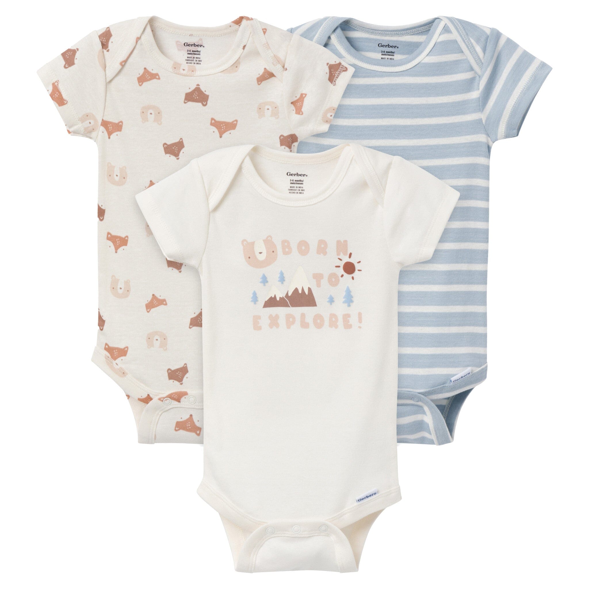 3-Pack Baby Boys Woodland Critters Onesies Bodysuits