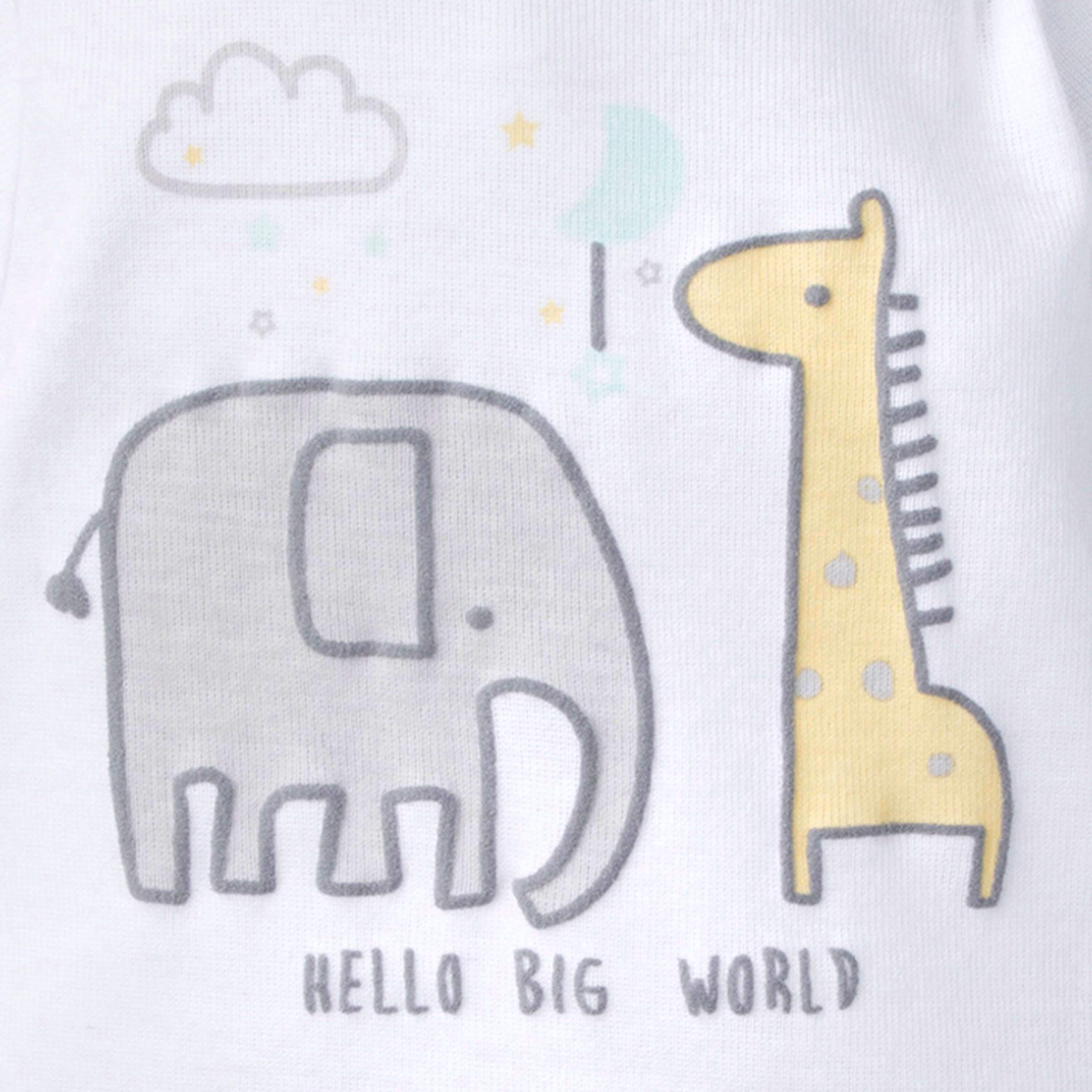 5-Pack Baby Neutral Elephant Short Sleeve Onesies Bodysuits