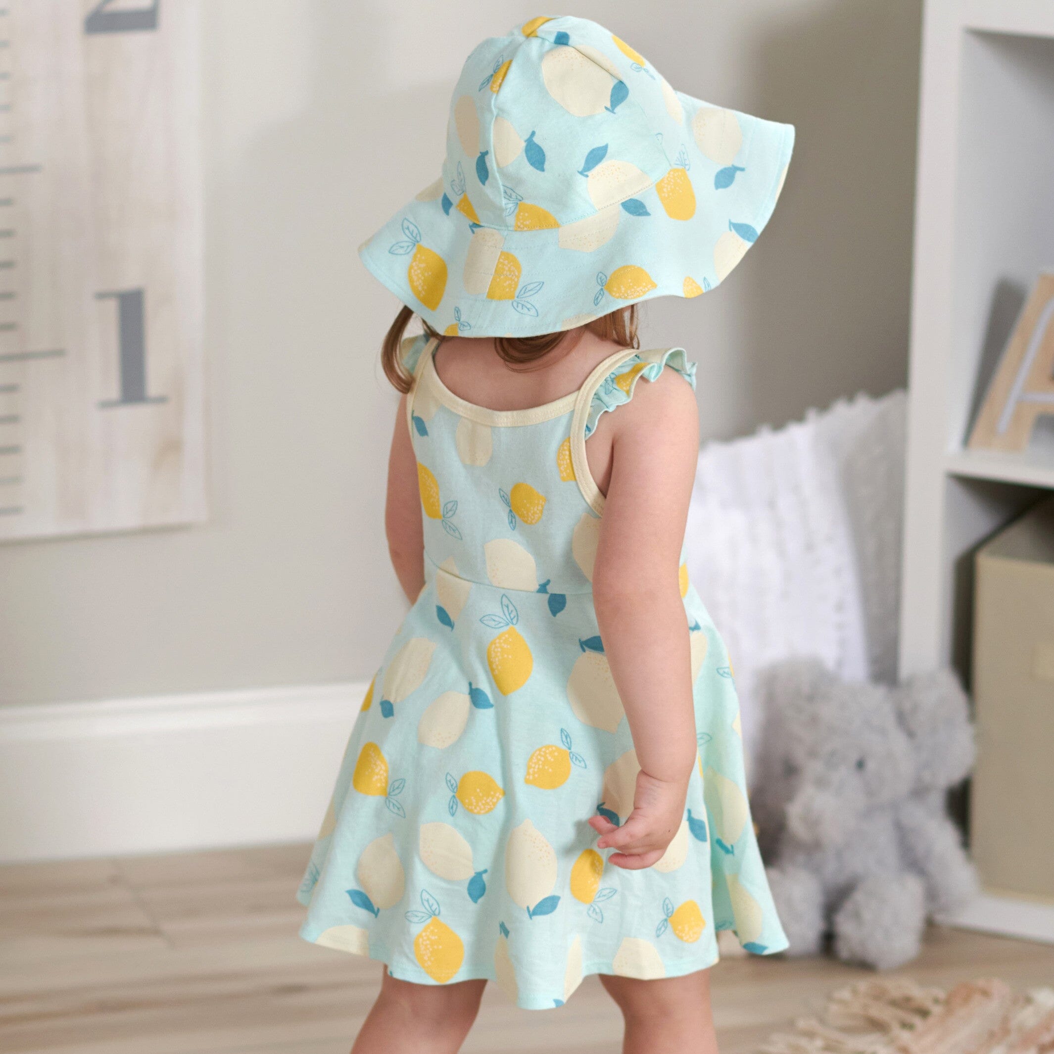 3-Piece Baby & Toddler Girls Little Lemon Dress, Diaper Cover & Reversible Sun Hat Set