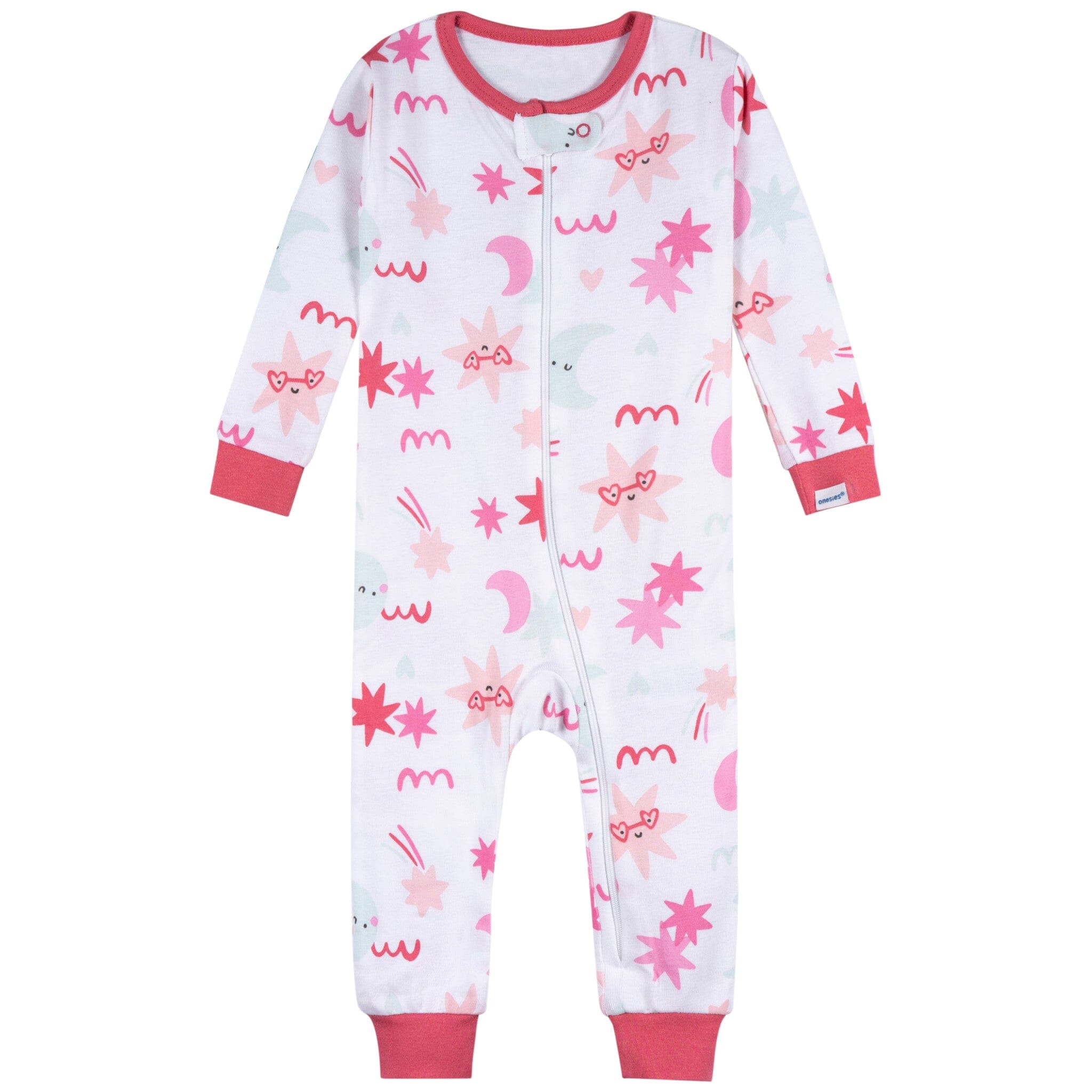 3-Pack Baby Girls Starry Nights Footless Pajamas