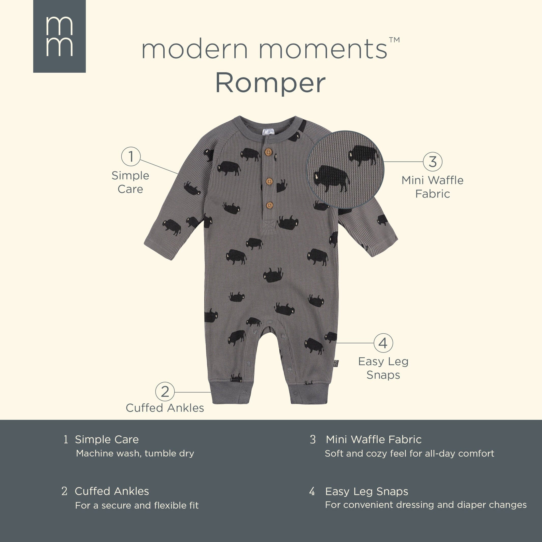 Baby Boys Buffalo Waffle Romper