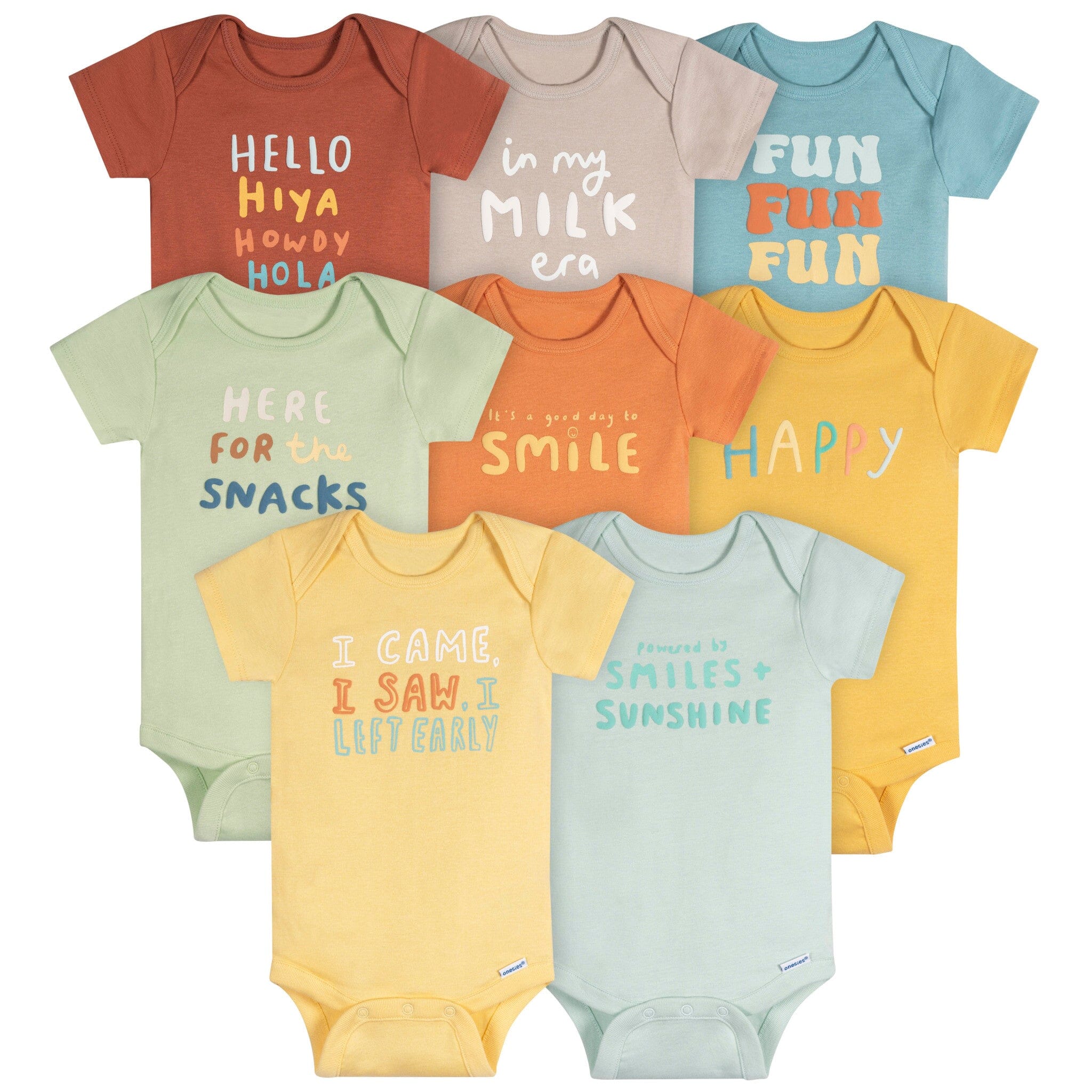 8-Pack Baby Neutral Fun Fun Fun Onesies Bodysuits