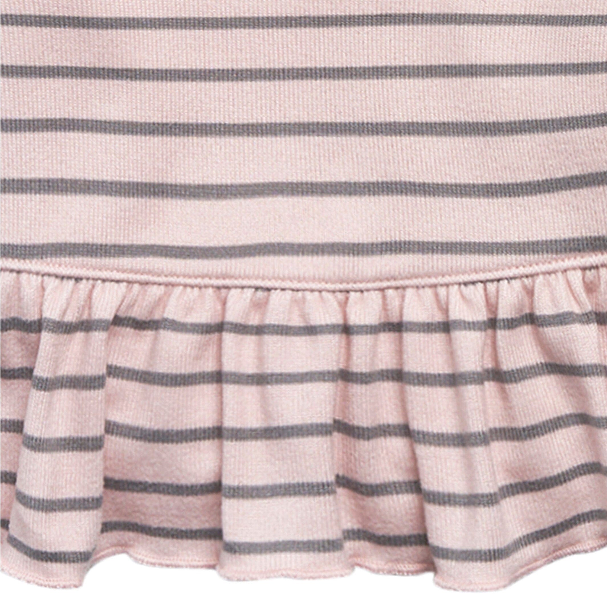 2-Piece Baby Girls Light Pink Stripe Hacci Peplum Top and Joggers Set