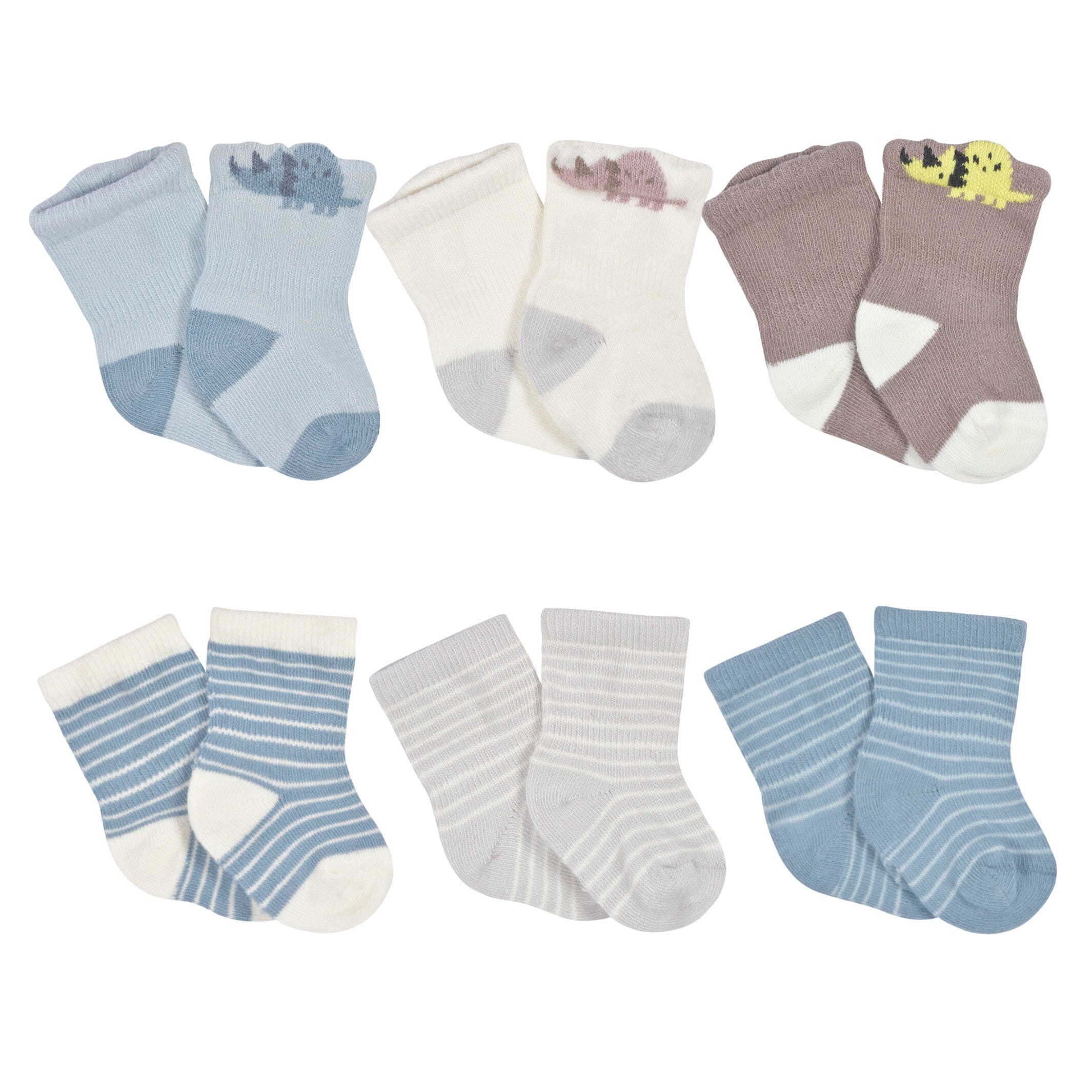 6-Pack Baby Boys Dino Wiggle Proof Socks