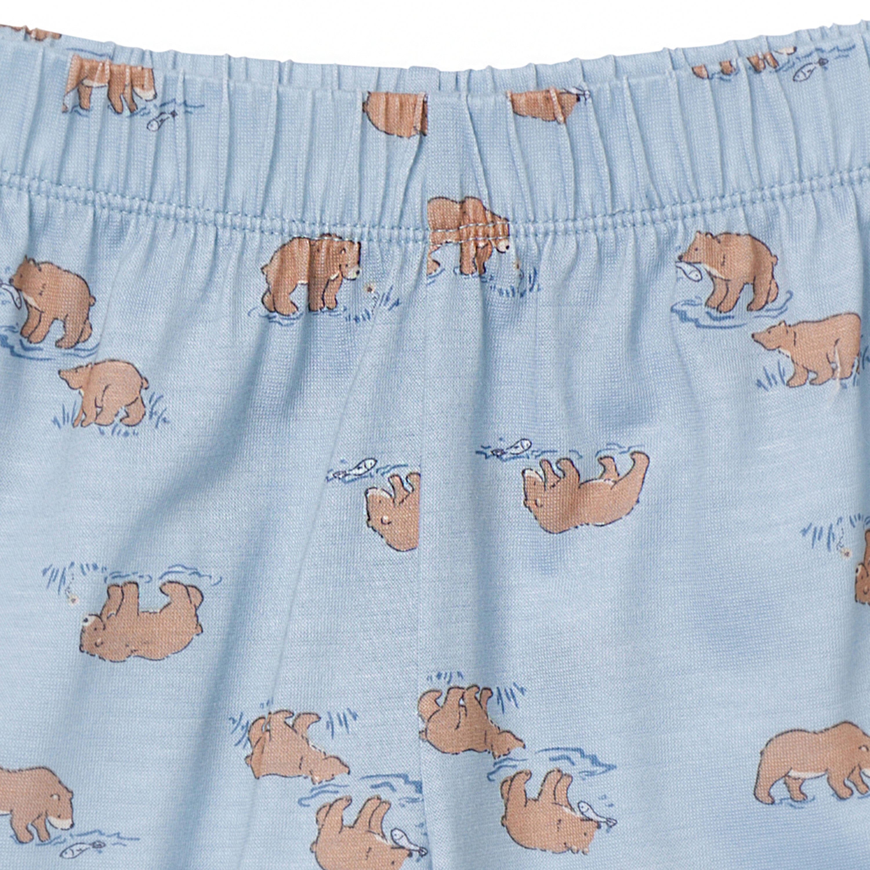 3-Piece Toddler Boys Bear T-Shirt, Shorts & Pants Pajama Set