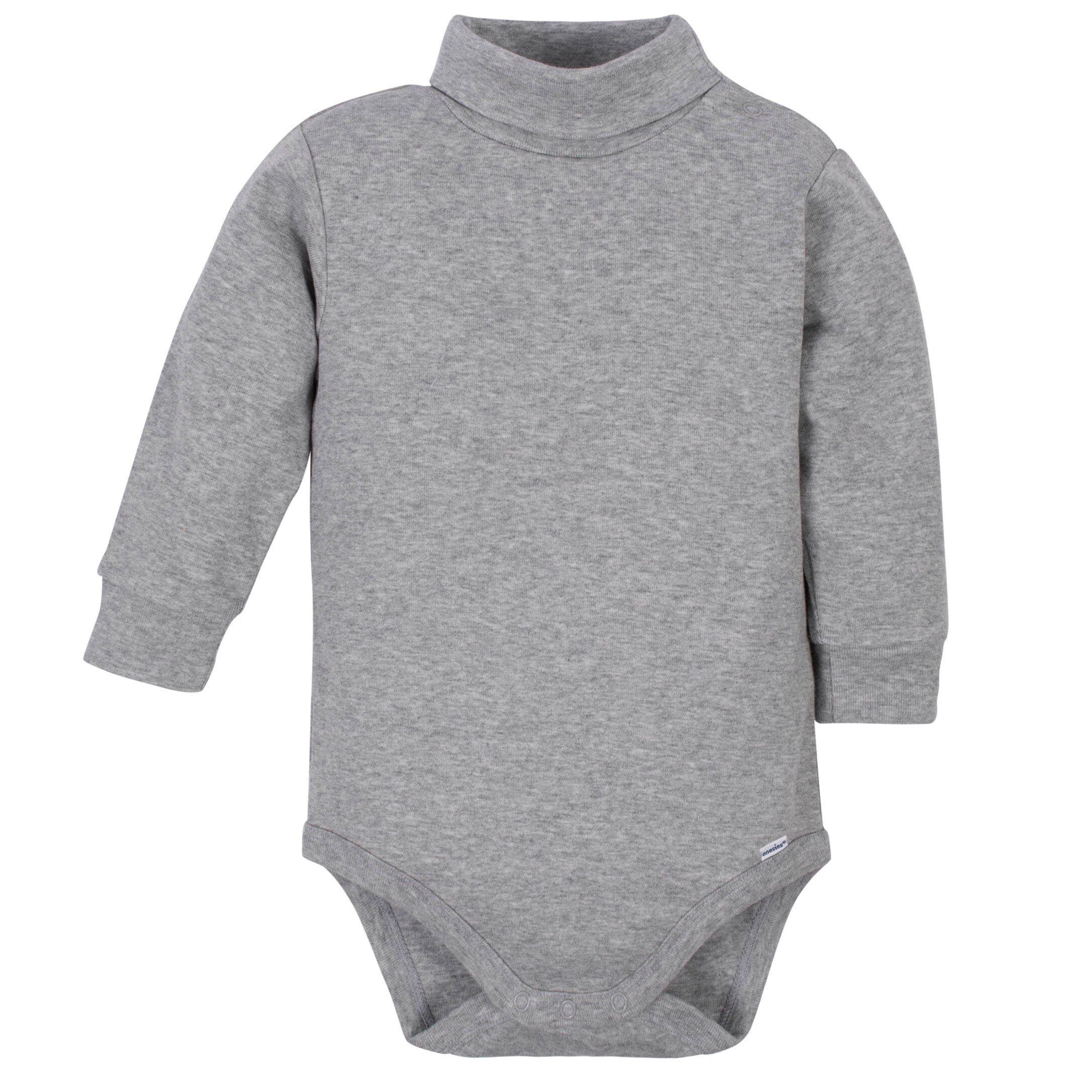 2-Pack Baby & Toddler Neutral Grey Heather Long Sleeve Turtleneck Onesies Bodysuits