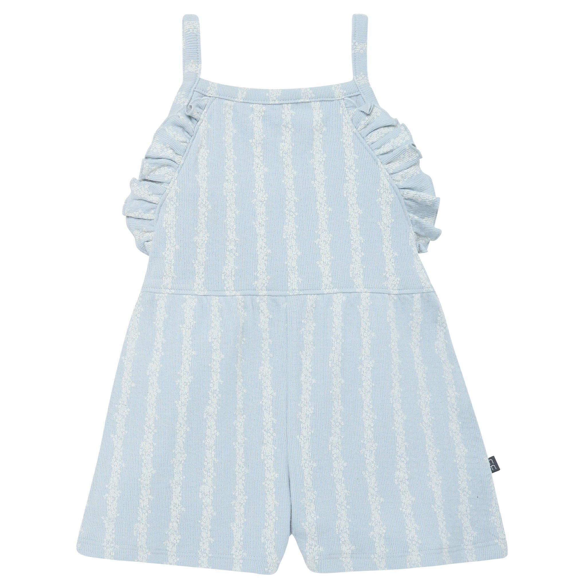 Infant & Toddler Girls Light Blue Mini Flower Stripe Ruffle Romper