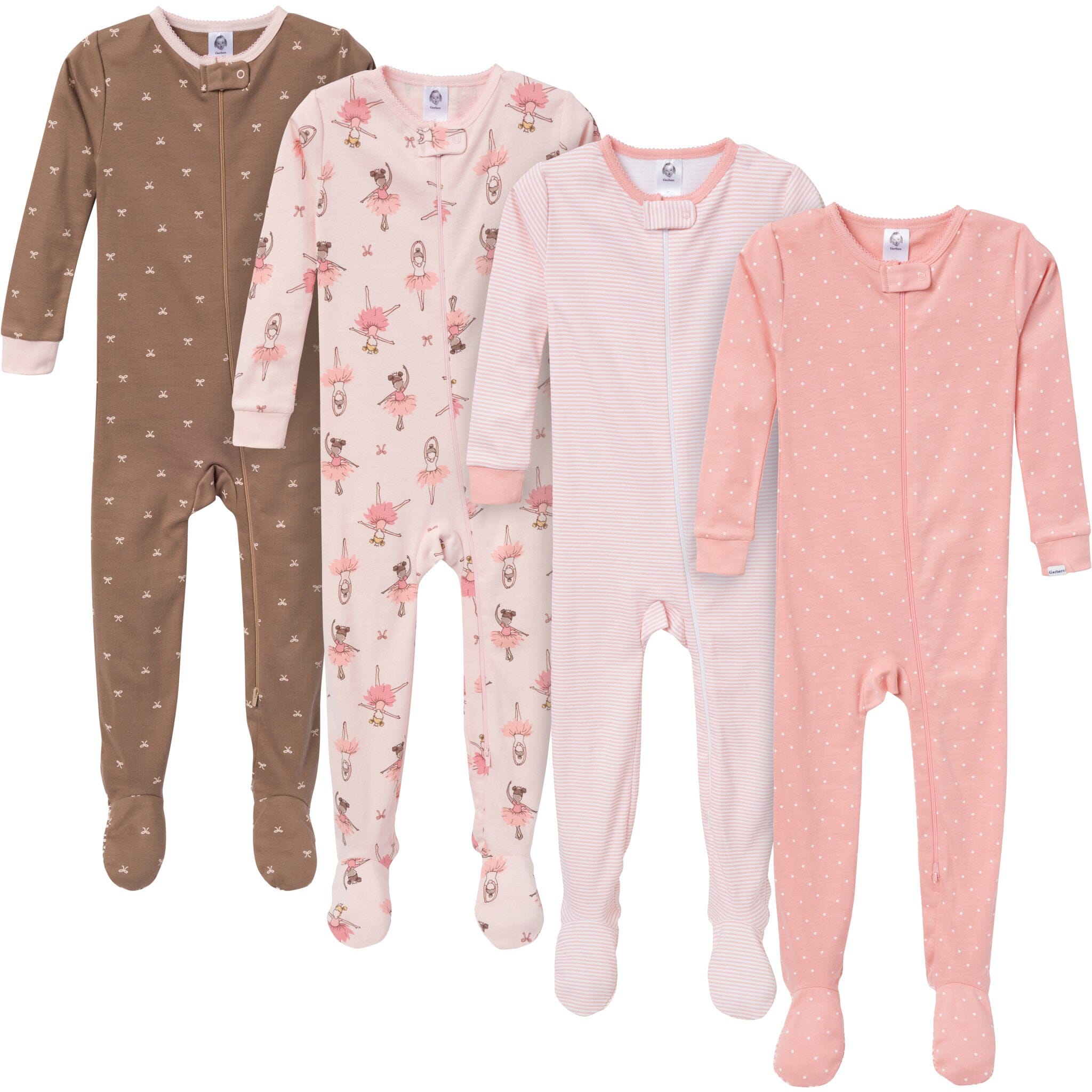 4-Pack Baby & Toddler Girls Ballerinas Snug Fit Footed Pajamas