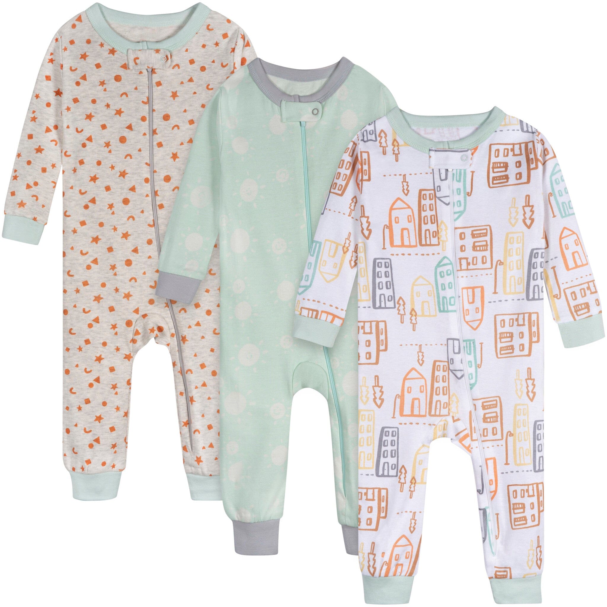 3-Pack Baby Neutral City Sunset Footless Pajamas