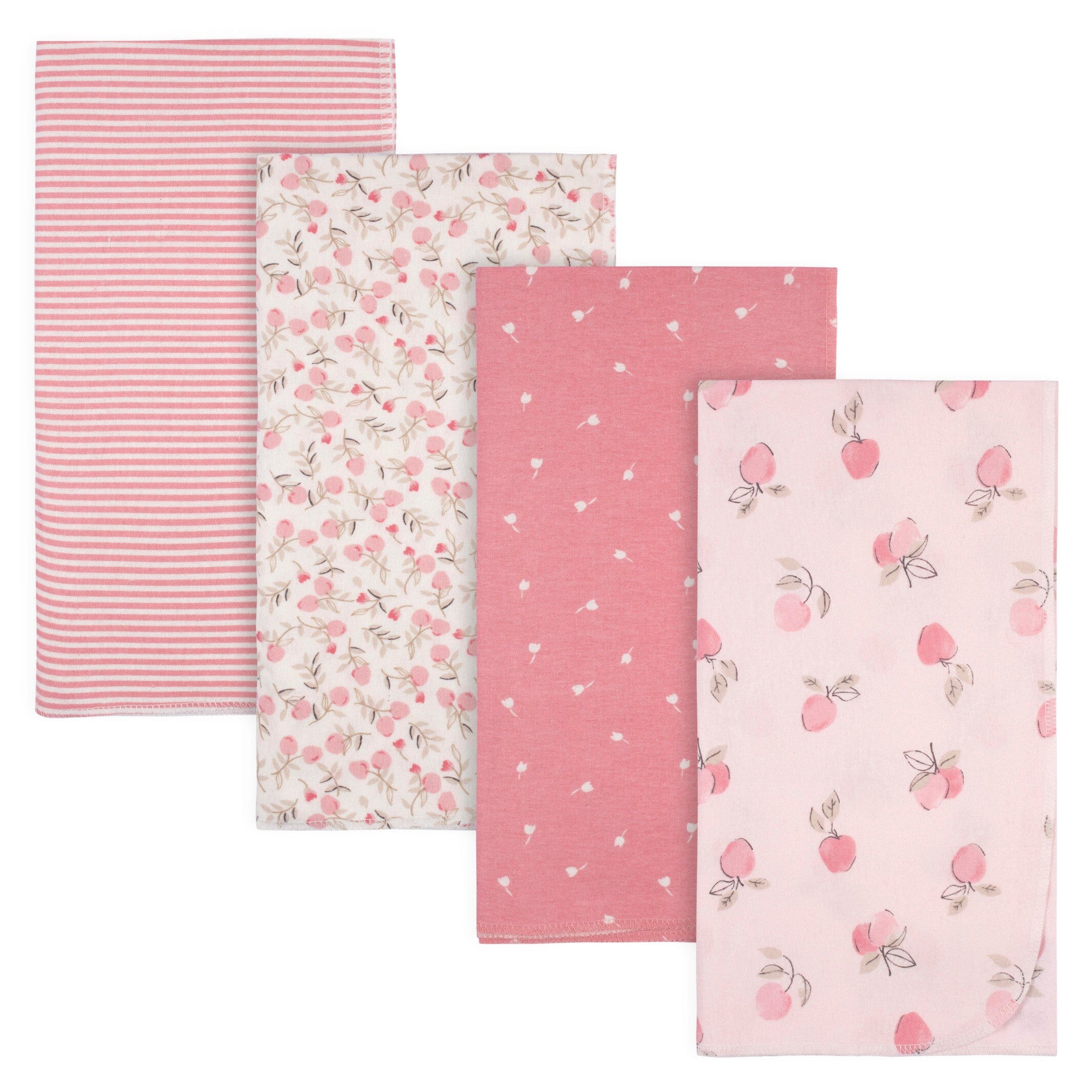 4-Pack Baby Girls Appley Sweet Flannel Blankets