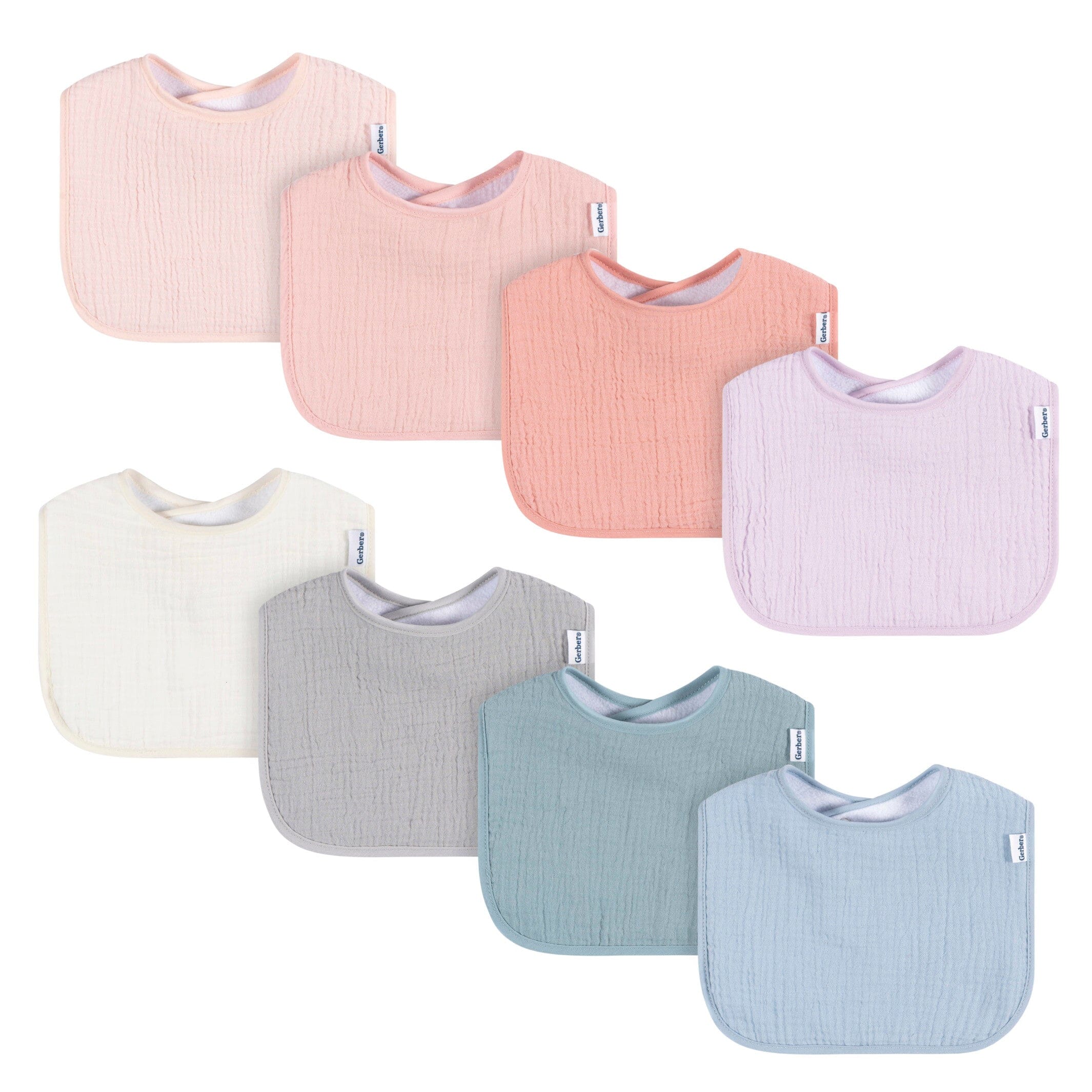 8-Pack Baby Girls Pastel Muslin Drooling  Bibs