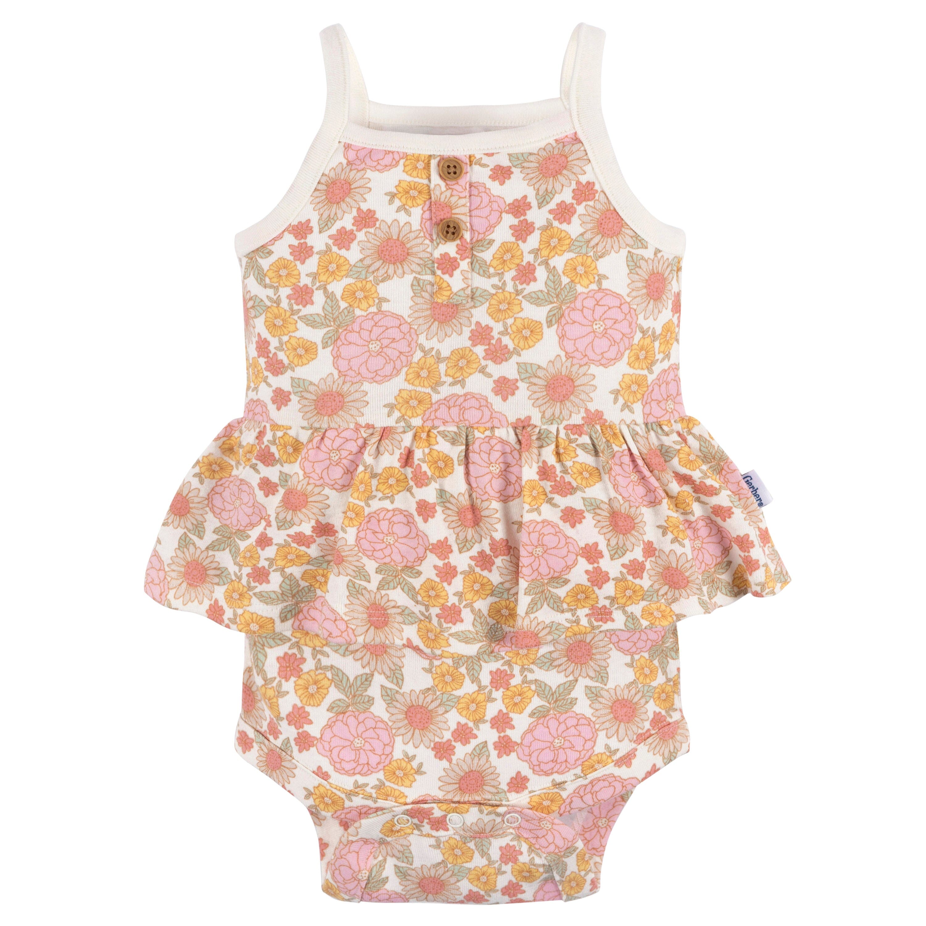 4-Pack Baby Girls Retro Floral Sleeveless Onesies Bodysuits