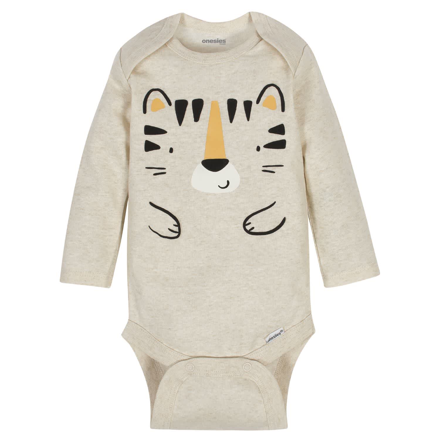 6-Pack Baby Boys Tiger Long Sleeve Onesies Brand Bodysuits