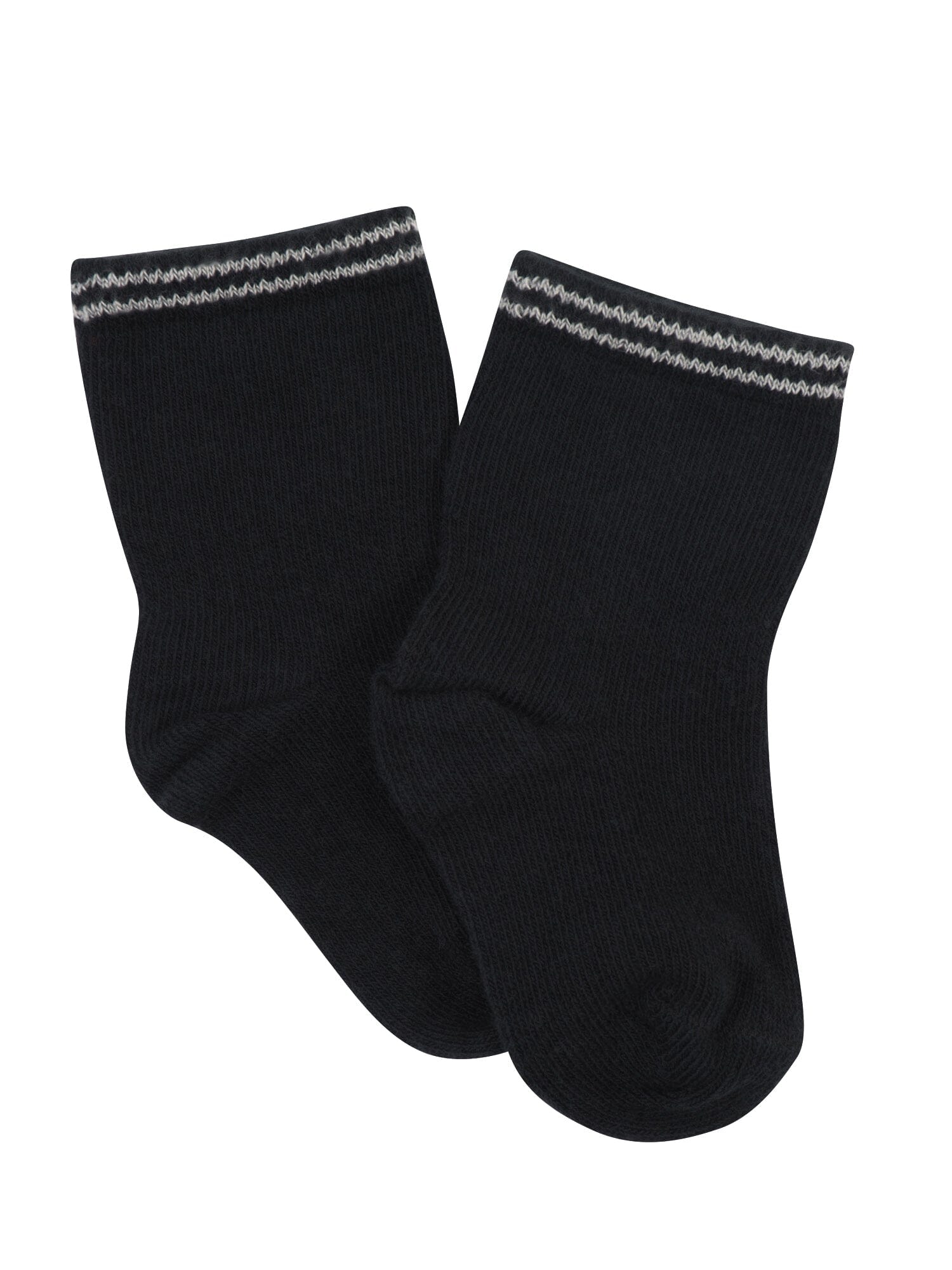 8-Pack Baby Boys Black & Taupe Stripes Wiggle-Proof Socks