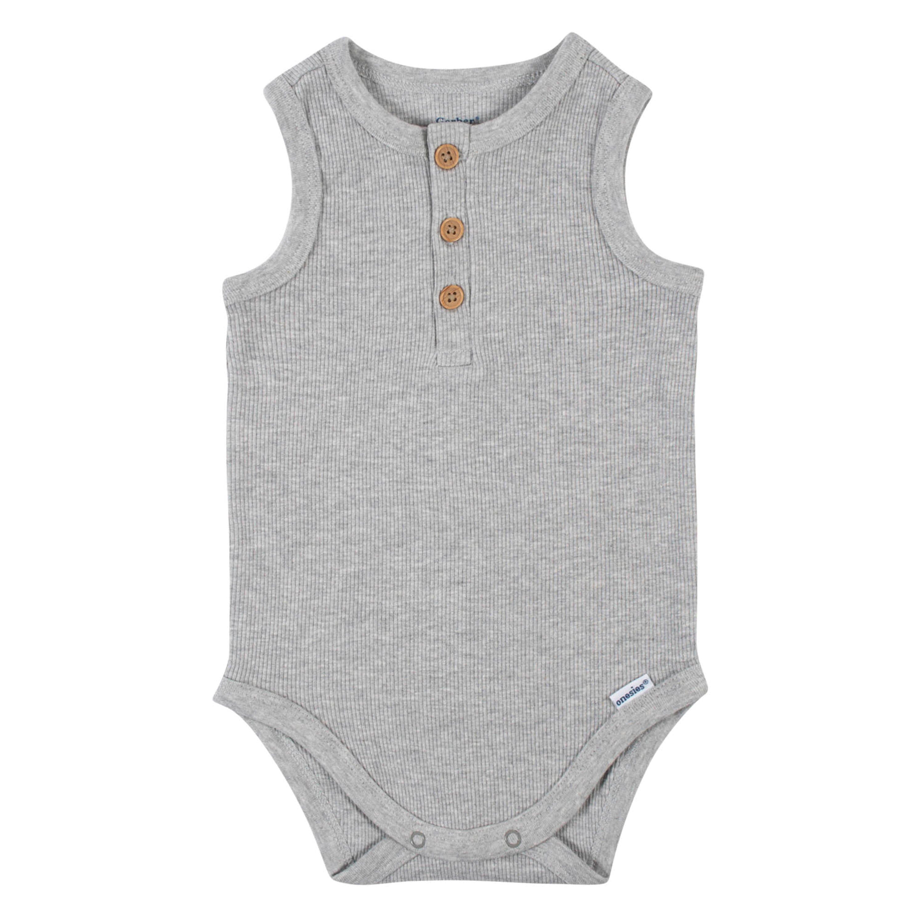 2-Pack Baby Boys Blue Grey Sleeveless Onesies Bodysuits