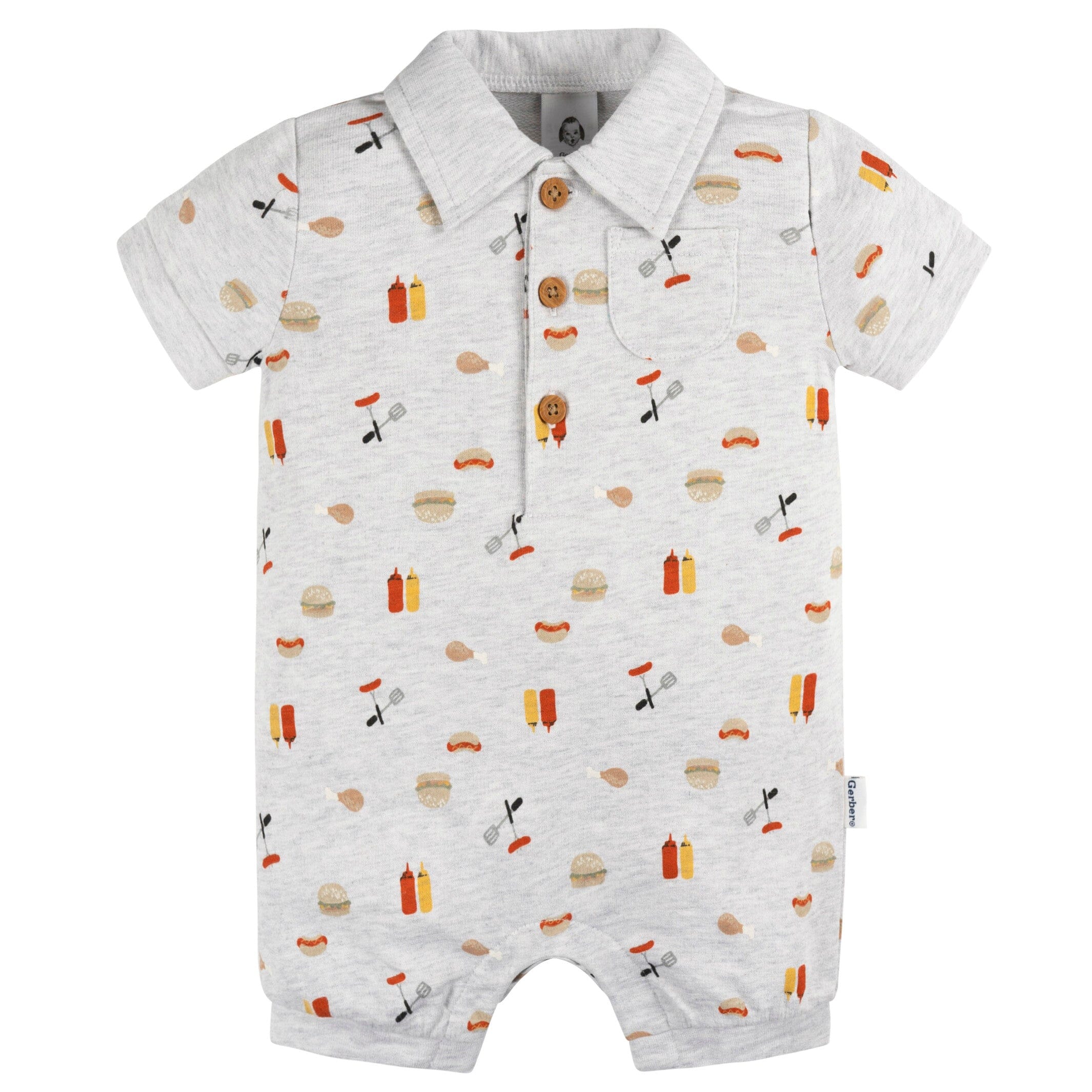 Baby Boys Barbeque Collared Romper