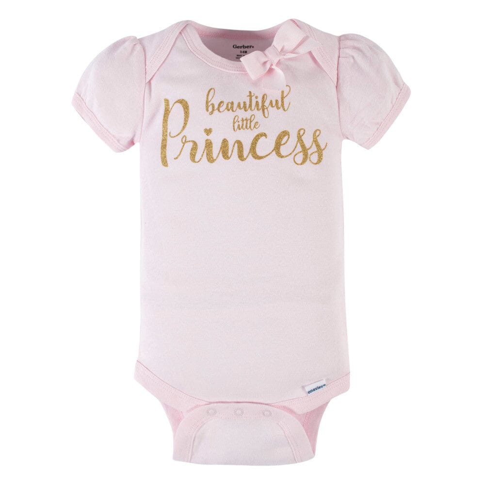 5-Pack Baby Girls Princess Short Sleeve Onesies Bodysuits