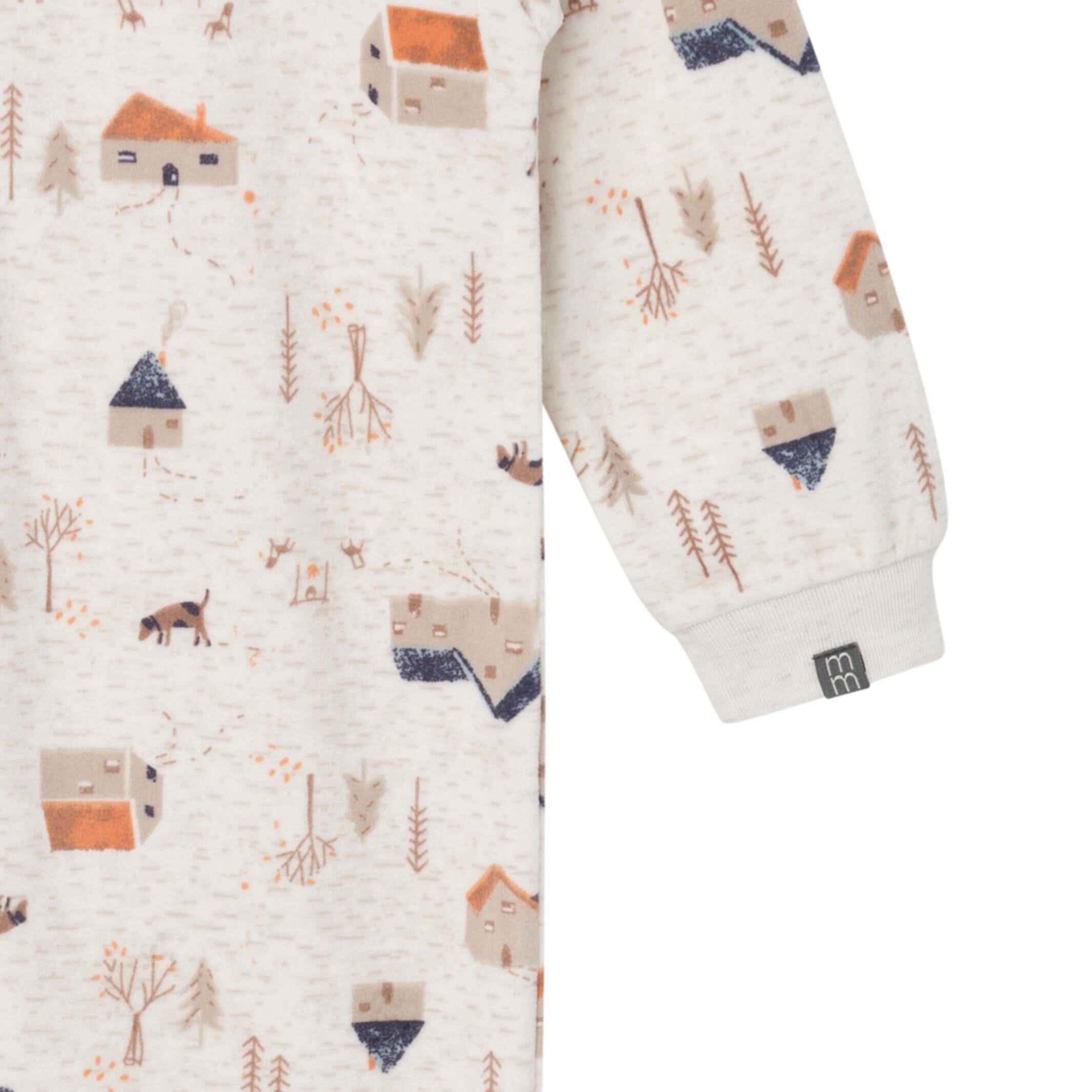 Infant and Toddler Boys Oatmeal Village Footed Fleece Pajamas