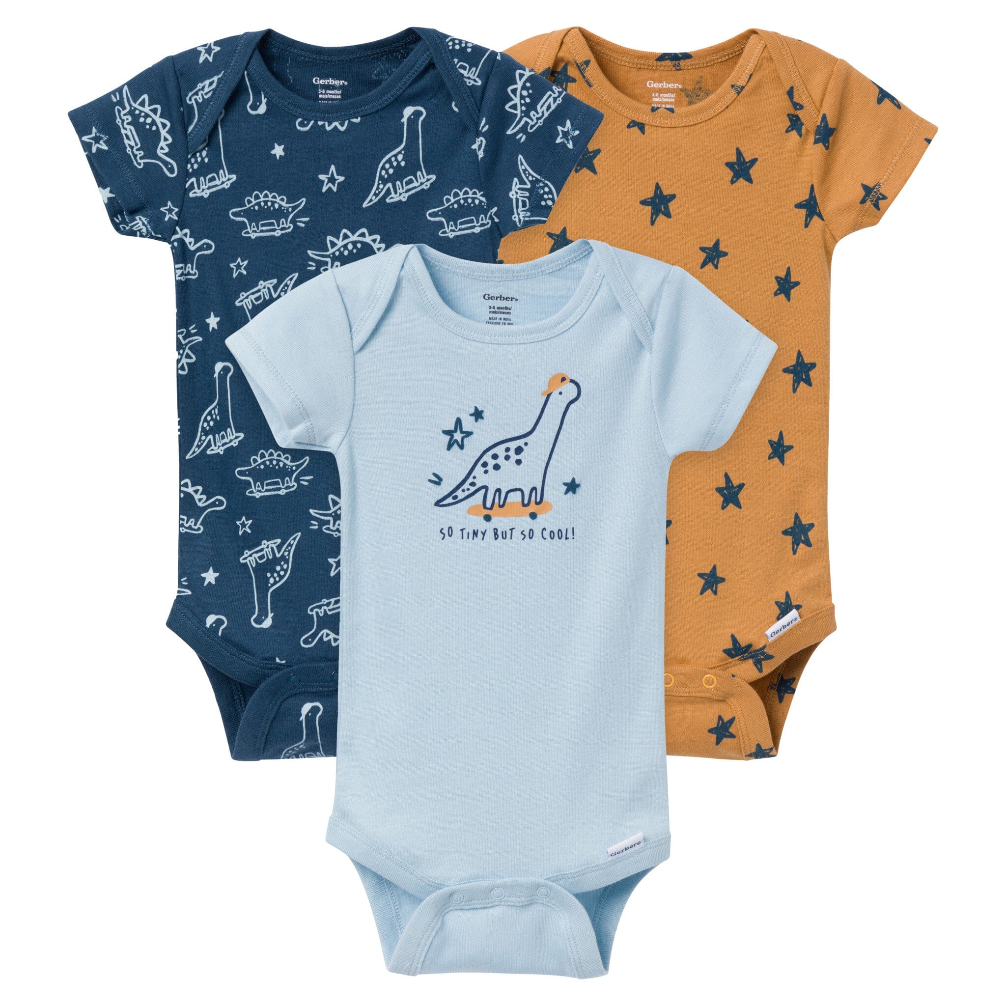 3-Pack Baby Boys Dino Dude Onesies Bodysuits