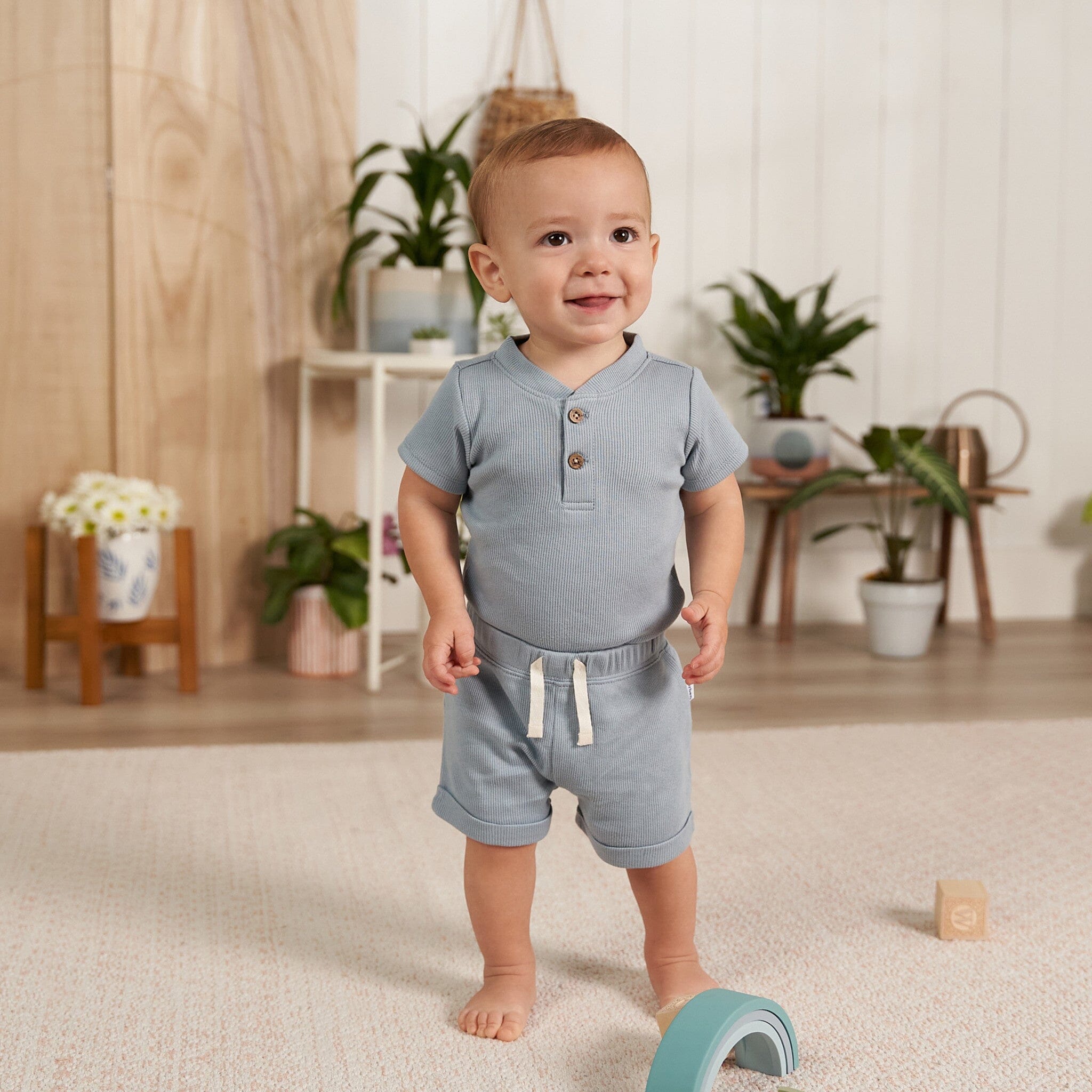 2-Pack Baby Boys Blue Bodysuit and Shorts Set