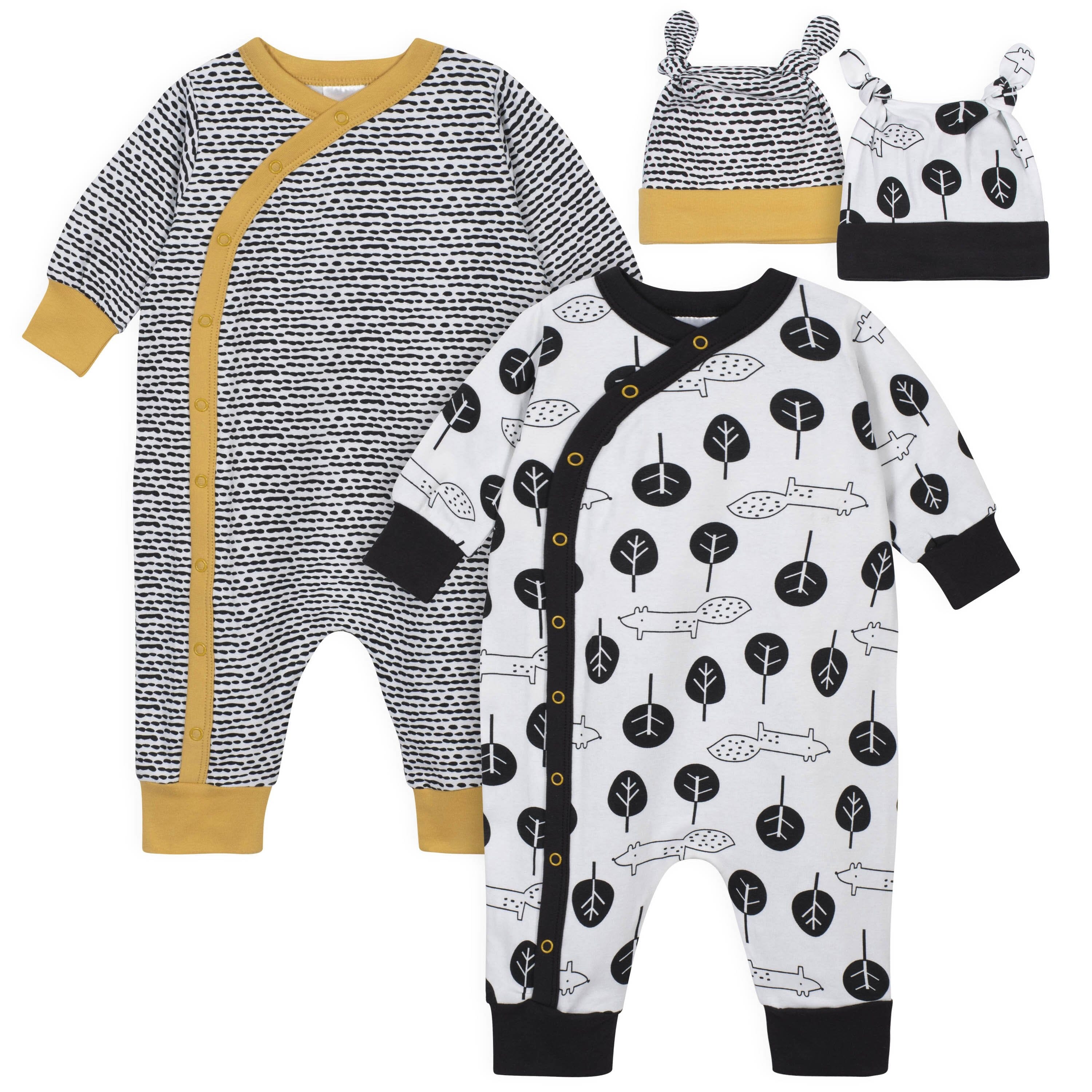 Gerber 4-Piece Baby Boys Coverall and Cap Gift Set