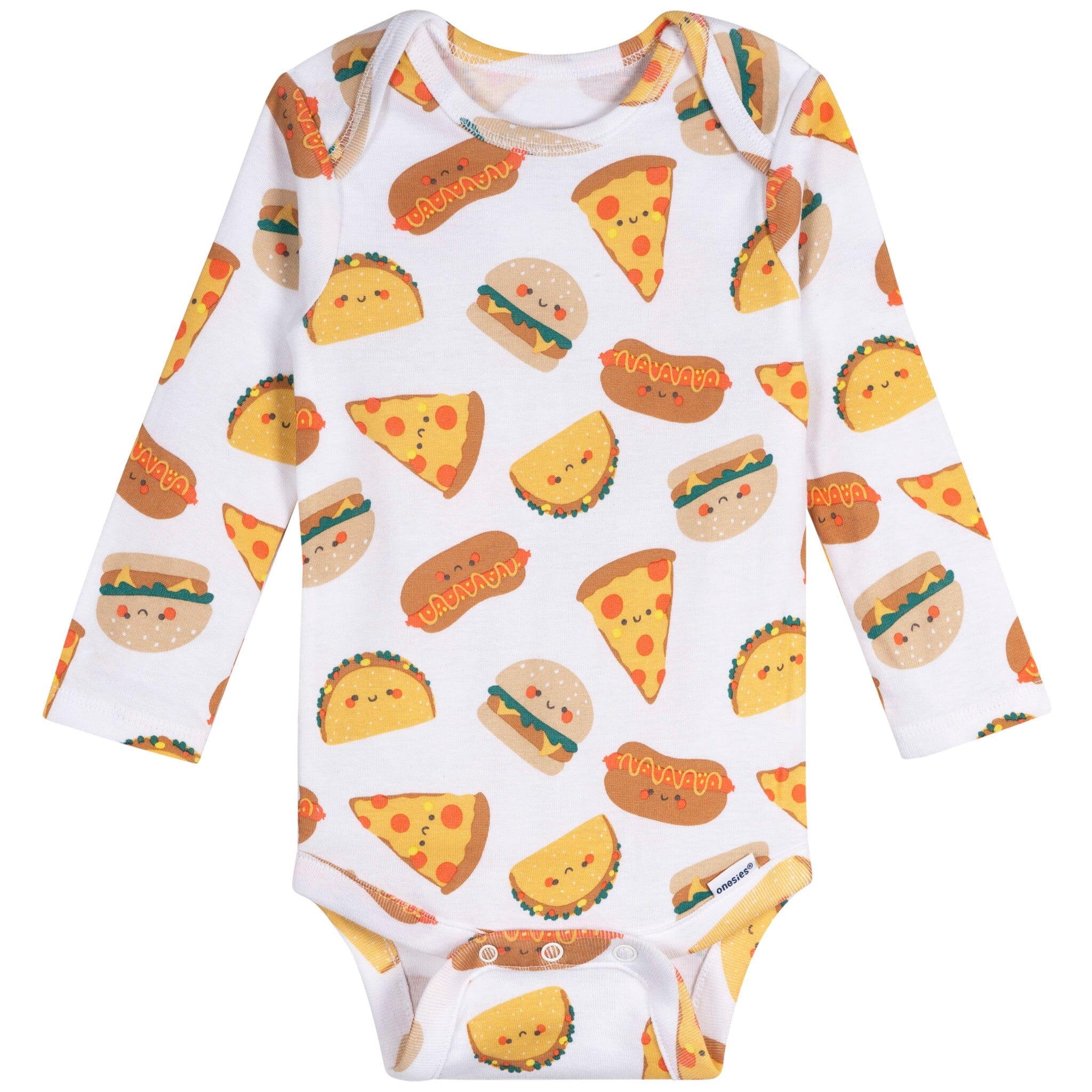 6-Pack Baby Boys Food Long Sleeve Onesies Bodysuits